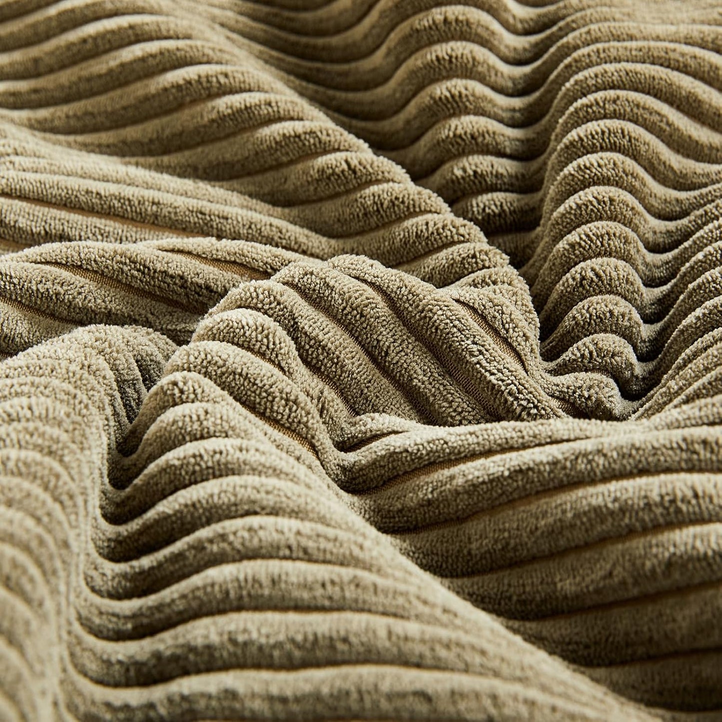 Fancy Homi 2 Packs Olive Green Euro Decorative Throw Pillow Covers 26x26 Inch for Living Room Couch Bed, Rustic Farmhouse Boho Home Decor, Soft Corss Corduroy Patchwork Textured Cushion Case 66x66 cm