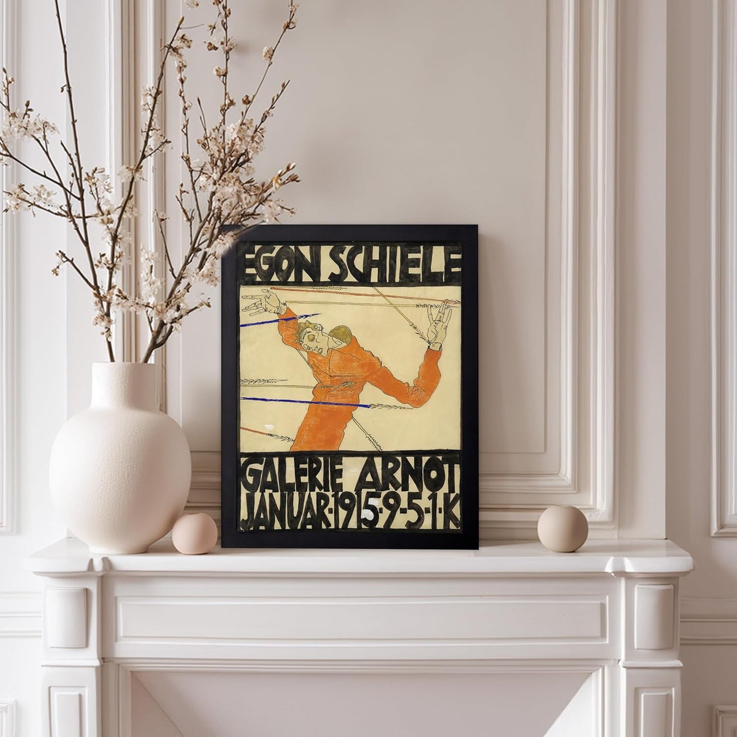 Poster Master Vintage Painting Poster - Retro Expressionism Print - Self Portrait as the Martyred St Sebastian - Gift for Artist, Friend - Wall Decor for Home, Office, 8x10 Black Framed