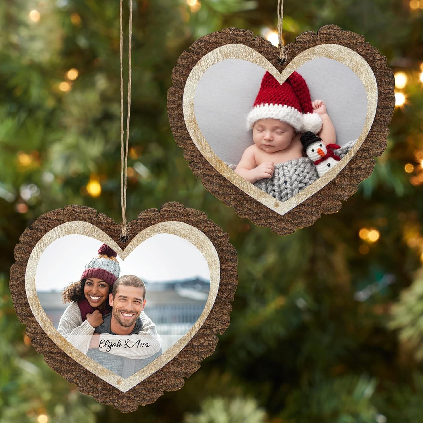 Let's Make Memories Personalized Christmas Ornament - Photo - 2025 Christmas Ornament - Decor - for Families - for Couples - for Friends - Rustic Wood Heart