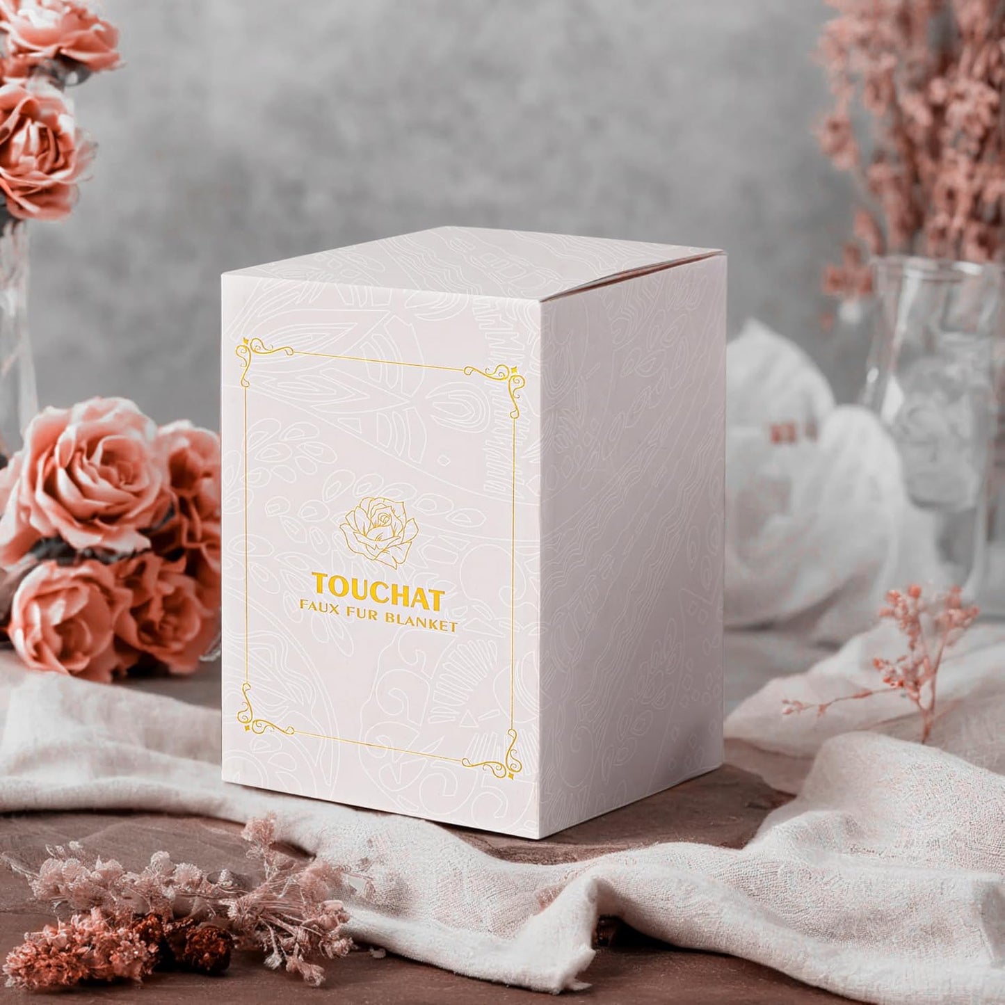 Touchat Ruched Faux Rabbit Fur Throw Blanket, 700 GSM Luxury Dual-Sided Soft Cozy Blanket, Fuzzy Fluffy Plush Blanket for Bed, Couch and Sofa - 50"x60", Tie-dye Blue