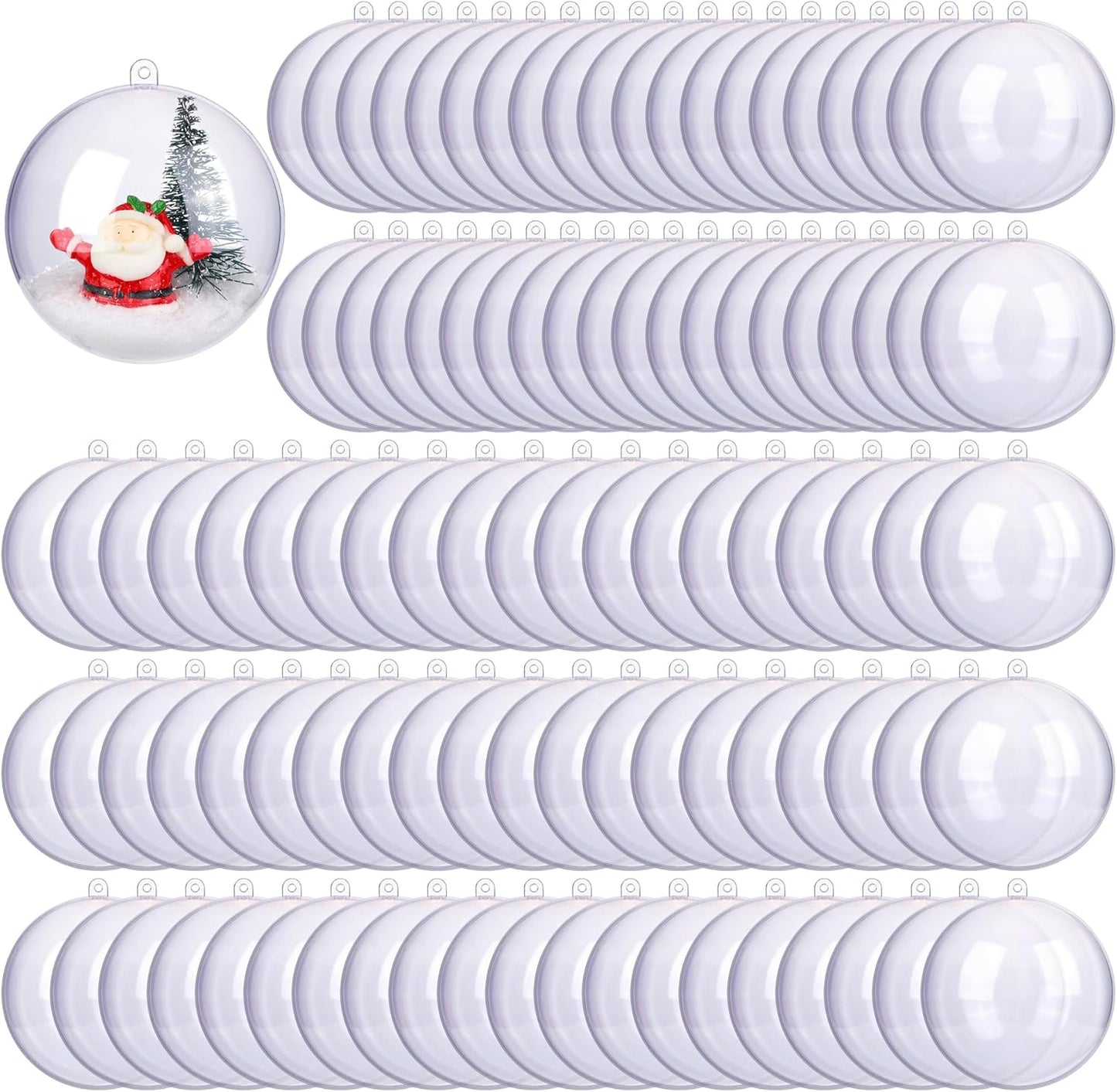 ANVAVO 100 Pieces 80mm Clear Plastic Fillable Ball Ornaments DIY Craft Transparent Baubles Shatterproof Christmas Tree Hanging Ornaments for Christmas, New Years, Birthday, Wedding, Home Decor