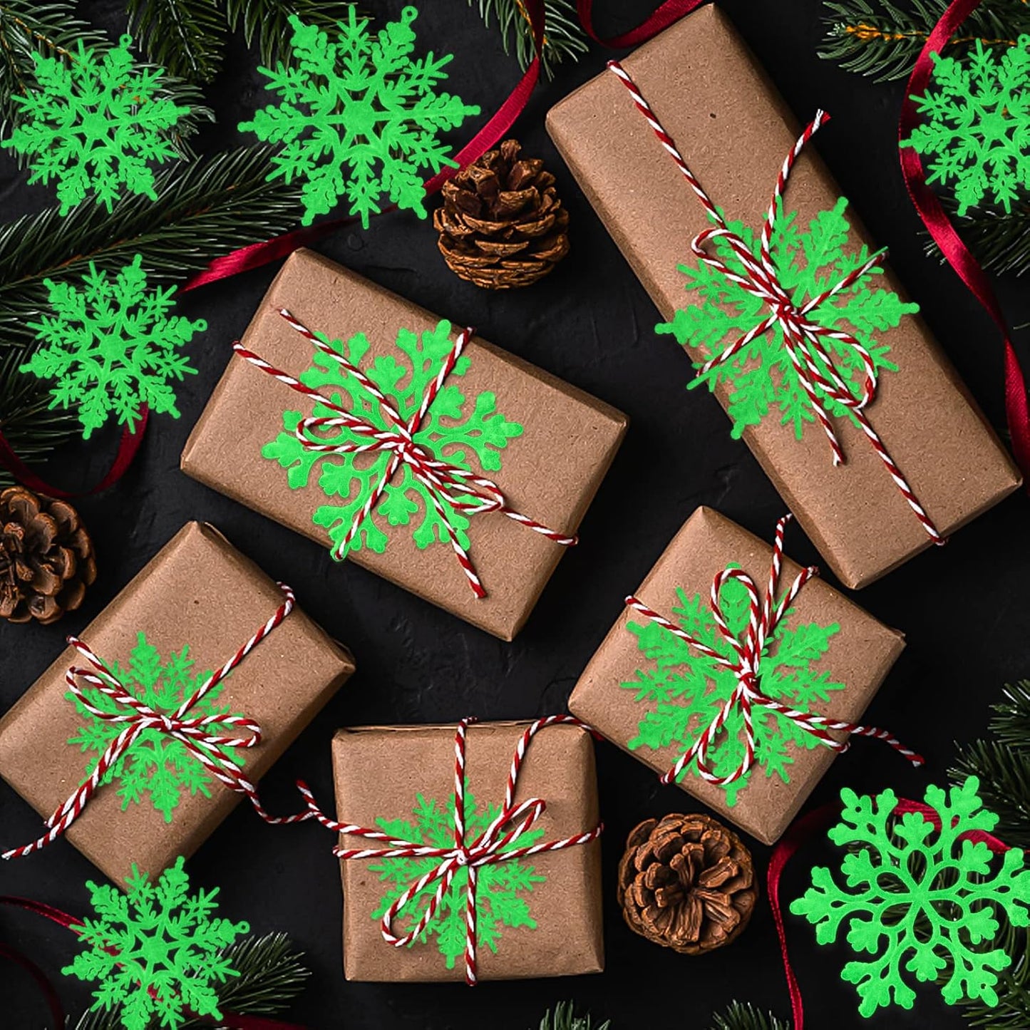 Christmas Snowflake Ornament Glow in The Dark Decorations- 36Pcs Luminous Plastic Snowflake Ornaments for Christmas Tree Decorations Winter Wonderland Bedroom Home Frozen Party Supplies