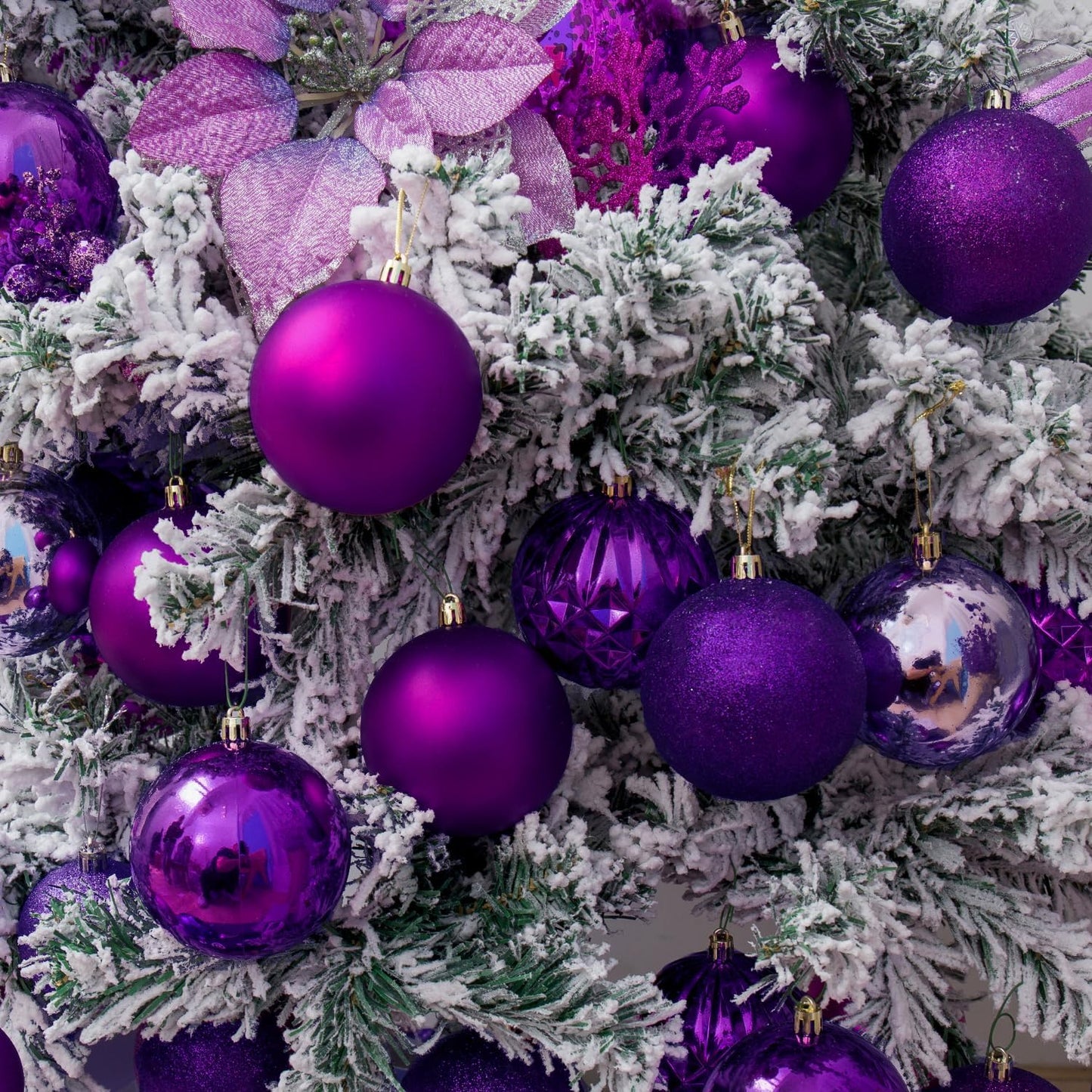 XmasExp 16ct Christmas Balls Ornaments - Shatterproof Large Hanging Ball Decorative Xmas Balls for Halloween Decorations Holiday Xmas Tree Decoration(3.15"/80mm, Purple)