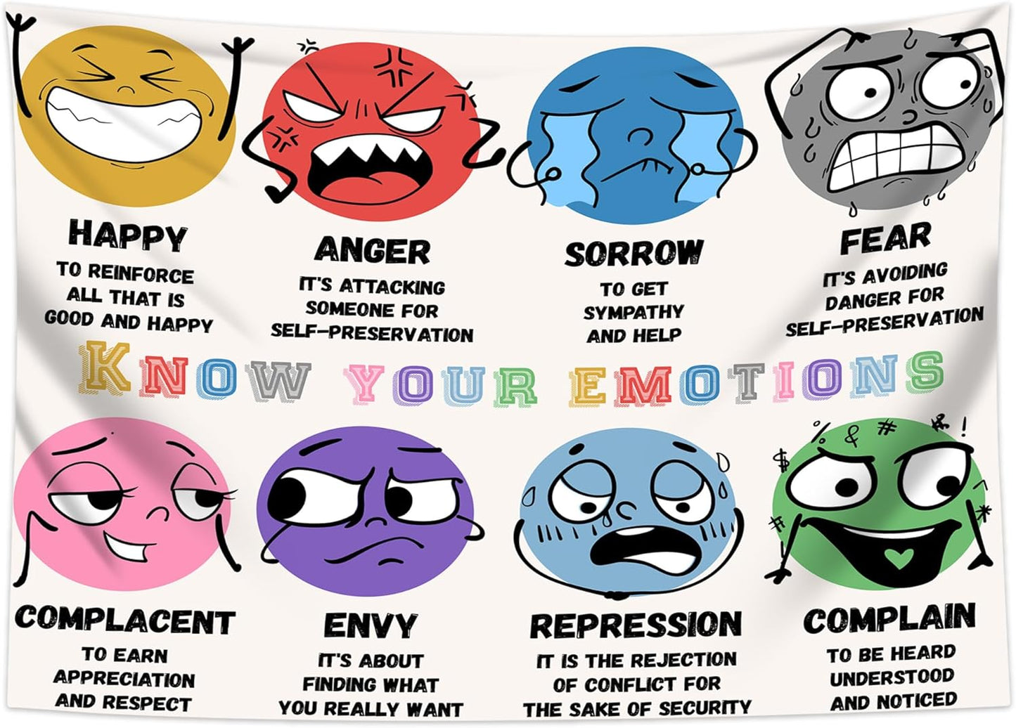 dueeia Mental Health Therapy Tapestry Wall Hanging Counseling Office Classroom Inspirational Motivational Tapestries for School Bedroom Living Room Wall Decor (90.6"x70.9")