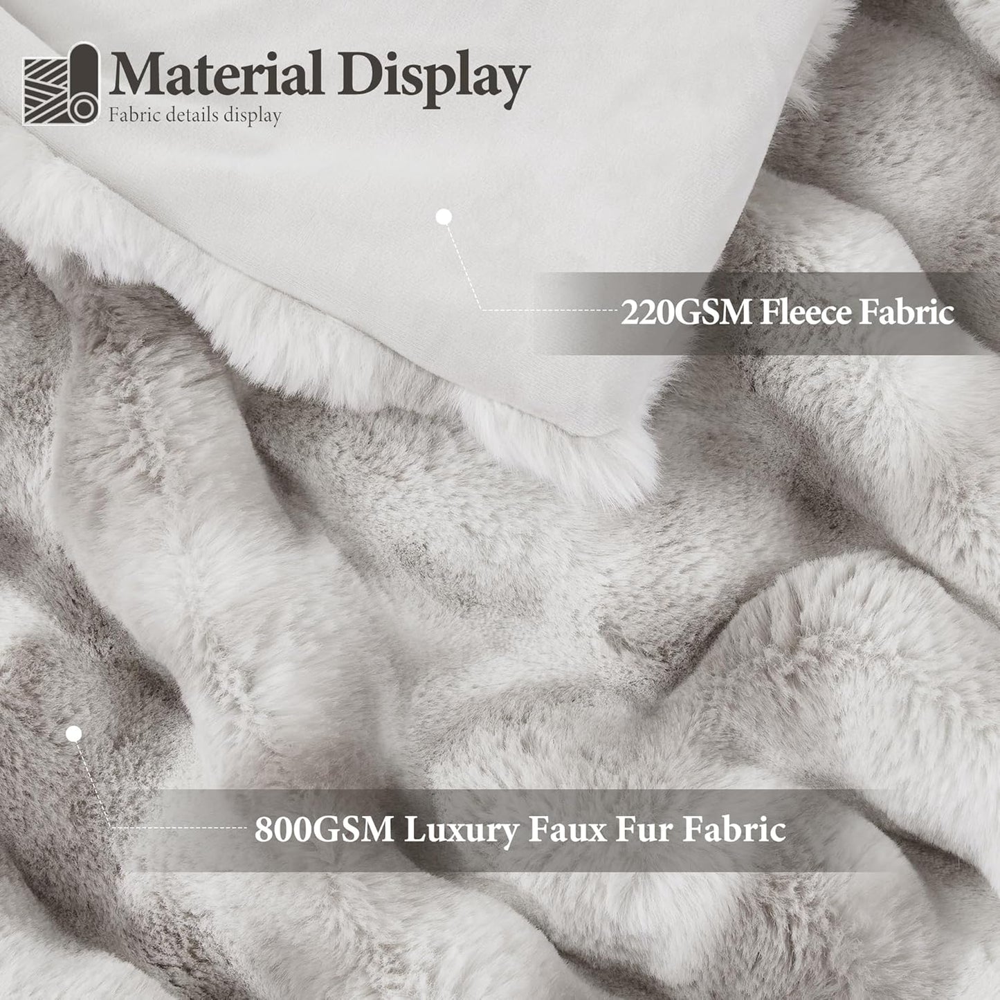 Touchat Luxury 1000GSM Rabbit Faux Fur Blanket, Super Heavy Warm Cozy Brown Blankets for Couch Bed Sofa, Ruched Plush Fuzzy Elegant Soft Reversible Mink Blanket Living Room Bedroom, 90" x 90"