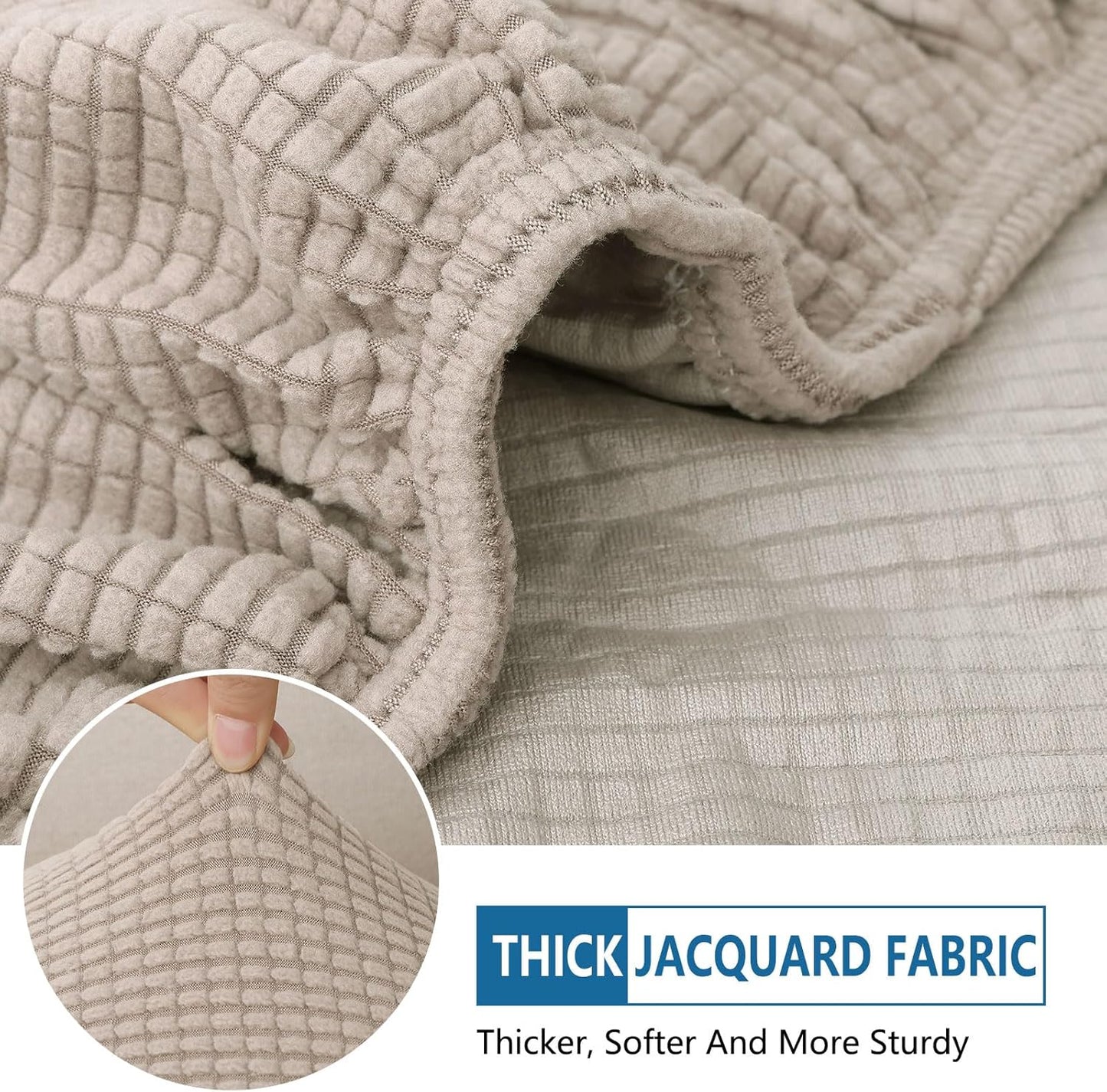 hyha Waterproof Couch Cushion Covers for Pets, Non Slip Sofa Seat Cover for Dogs Washable, Soft Thick Stretch Jacquard Fabric, Sofa Slipcovers with Elastic Bottom (1 Piece for Backrest L, Taupe)