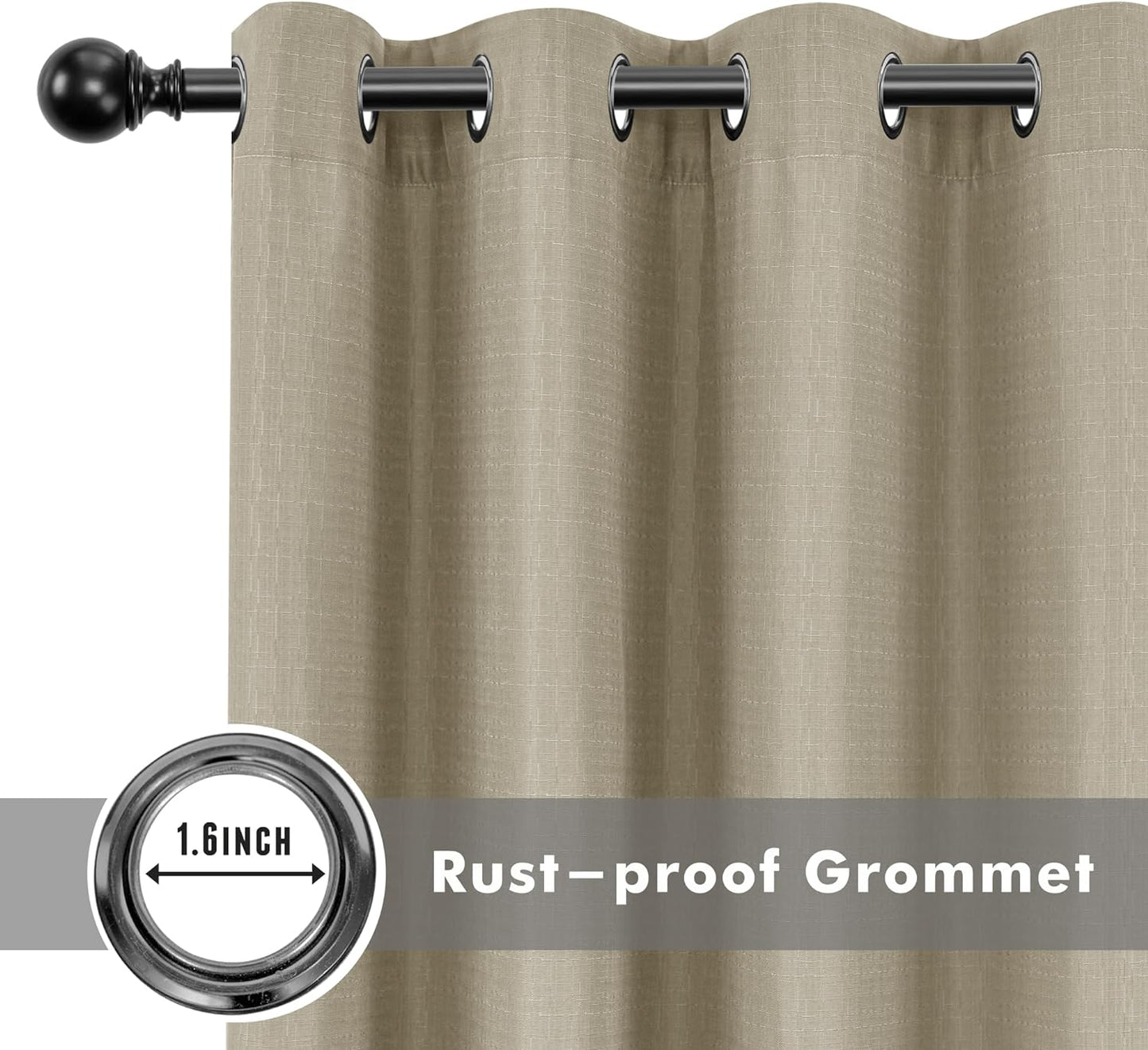 HolidayIdeas 4 Panels Linen Outdoor Curtains for Patio Waterproof Taupe Outside Curtains 110"x95"-Gazebo Wide Curtains Weighted Weatherproof, Privacy for Pergola, Porch, Cabana, Deck, Sunroom