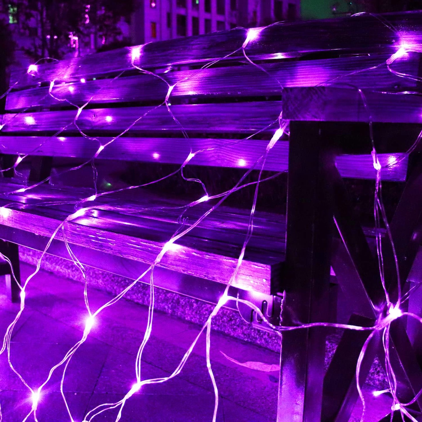 Curyidy Solar Net Halloween Lights Purple,200 LED Net Lights Outdoor Mesh Lights, 19 Modes Solar Powered/USB Remote Control String for Garden, Yard, Bushes, Trunk, Halloween, Xmas Tree Decor