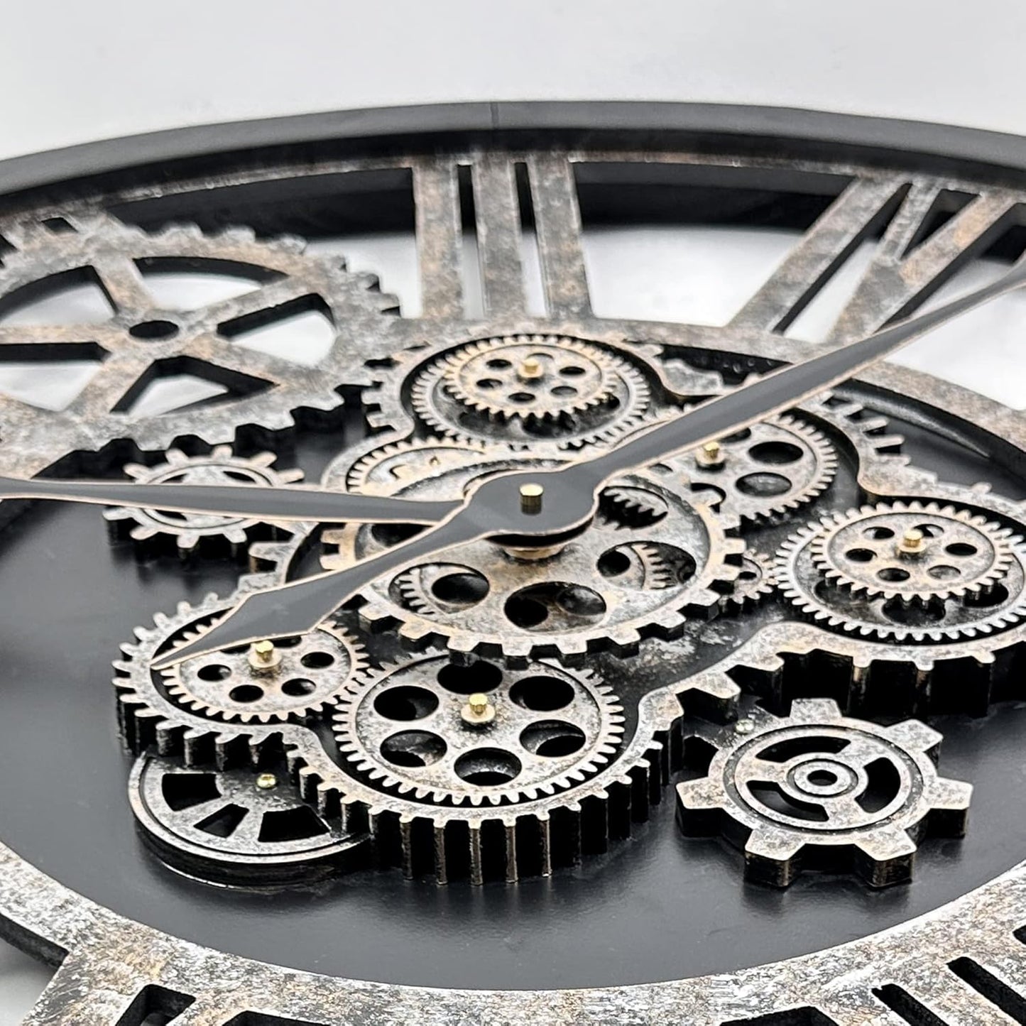 HOIBAI Large Wall Clock, Wall Clocks for Living Room Decor 36 Inch Farmhouse Vintage Rustic Kitchen Wall Decor Vintage Roman Oversized Wall Clock for Home Bedroom House, Moving Gears Clock