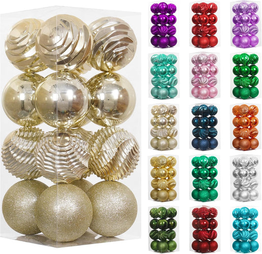 XmasExp Christmas Ball Ornaments (3.15", Champagne Gold) 16ct Christmas Ball Ornaments Shatterproof Xmas Tree Hanging Balls Decorations Perfect for Holiday Wedding Christmas Decor