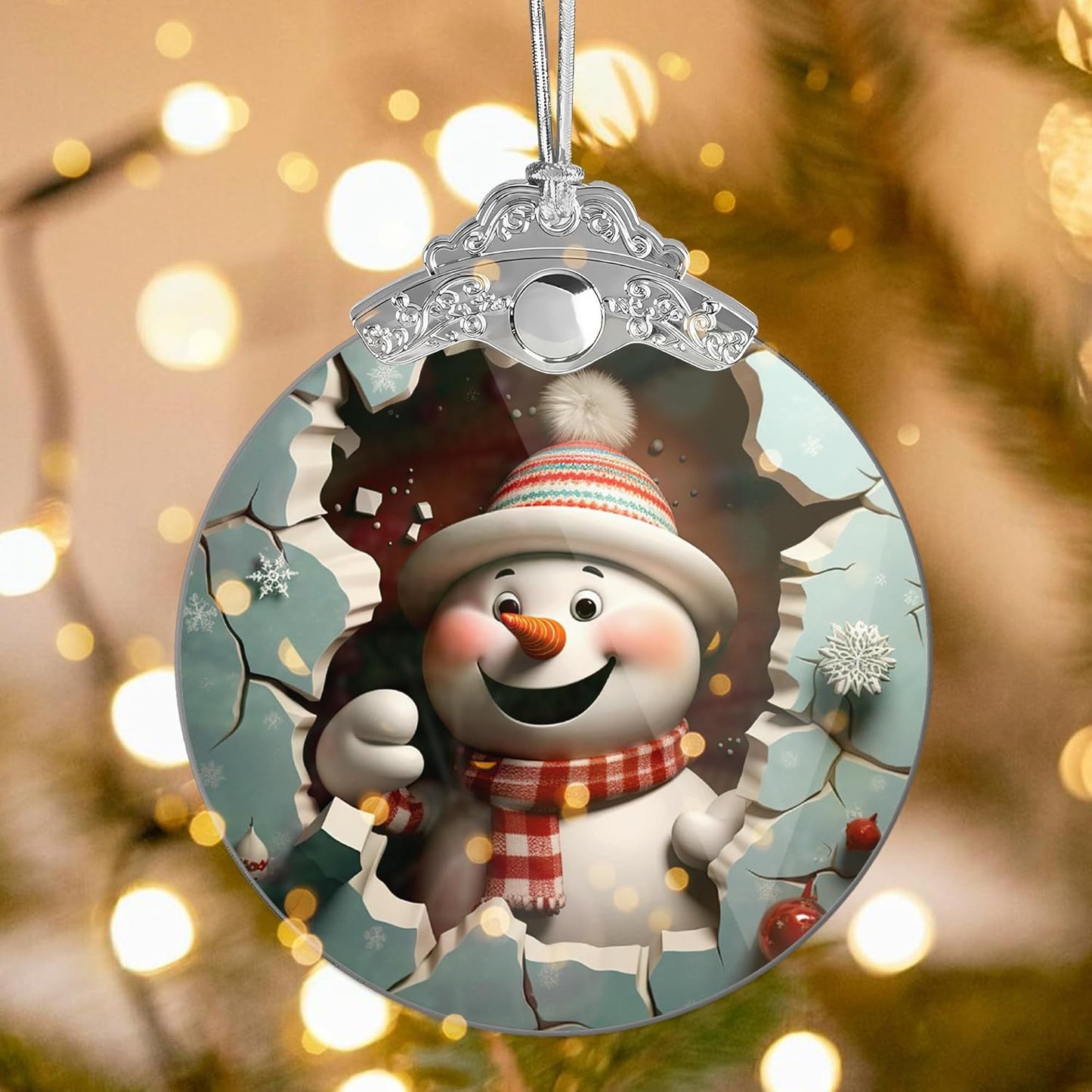 2025 Christmas Ornament, Christmas Tree 4 Inch Acrylic Ornament Art, Christmas Ornaments, Ornaments, Christmas Tree Ornaments, Ornaments for Tree (Cute Snowman)