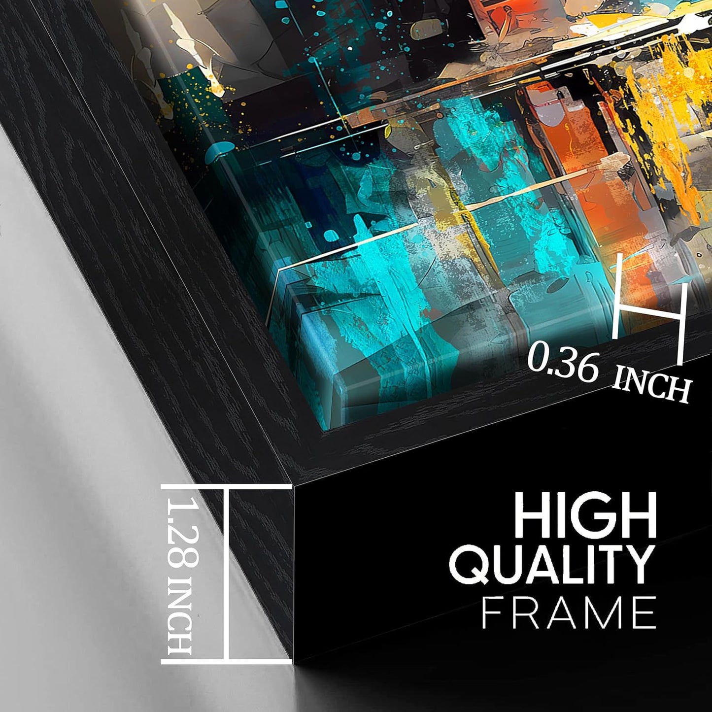 LAOTOART Cityscape Abstract Wall Art for Living Room - Blue Wall Decor - Modern Wall Art Framed Ready to Hang Size 29" x 59"