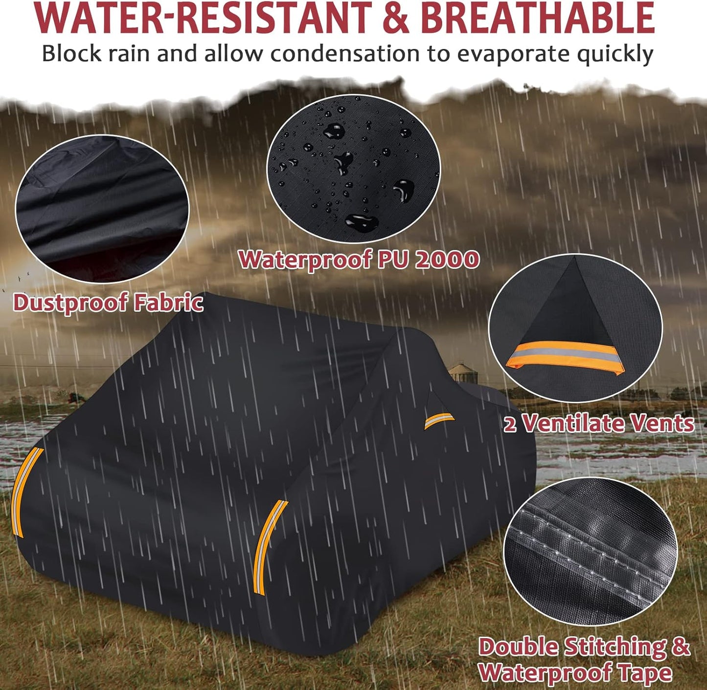 StarknightMT Ryker Cover, Full Cover Compatible with Can-Am Ryker 900 600 Sport Rally Edition All-Weather PU Waterproof Cover for Indoor Outdoor Snow Rain Dust Sun Protection Accessories Vent