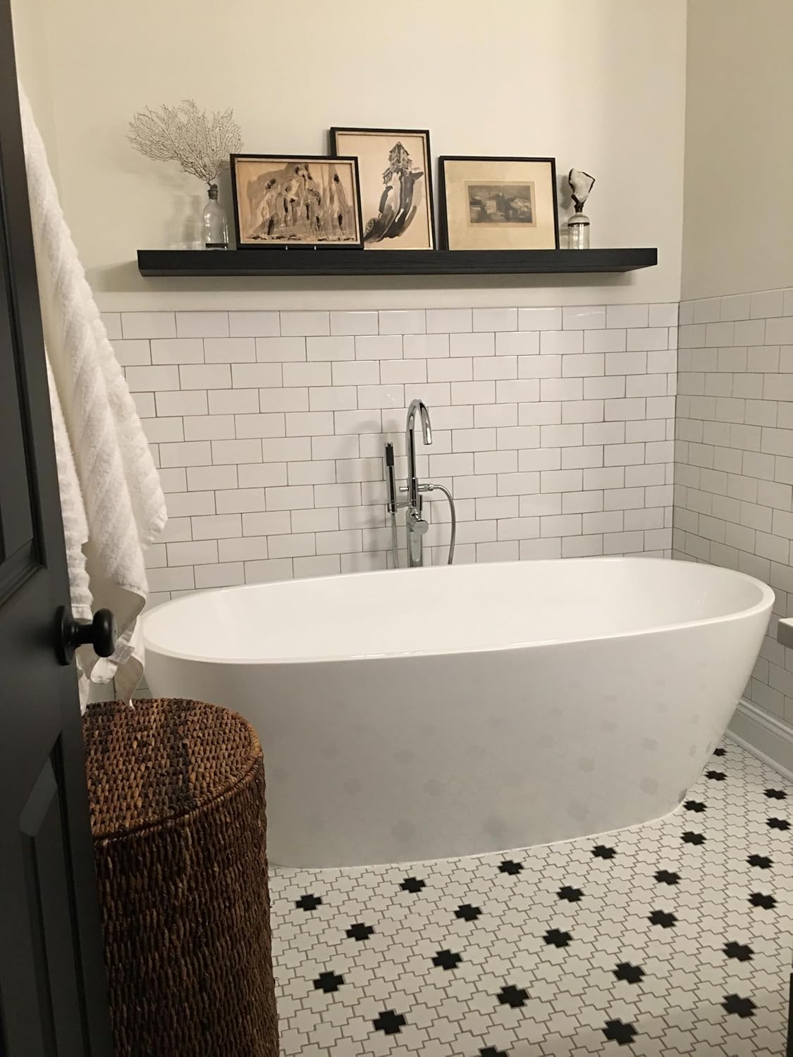 joelsantiques 60 Inch Wooden Floating Shelves for Wall - 60x8x2 in - Made of Natural Wood - Long Wall Shelves for Bedroom - Perfect for Living Room, Kitchen - Made in USA - Black