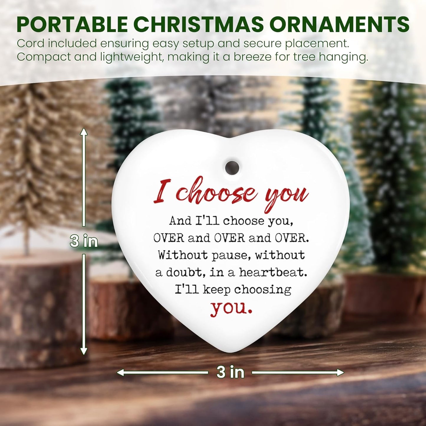 TEEZWONDER Couples Gifts for Him and Her - Ceramic Christmas Ornaments 2025 for Tree Decorations - Christmas Anniversary Wedding Engagement Gifts for Couples, Couple Gift for Girlfriend Boyfriend