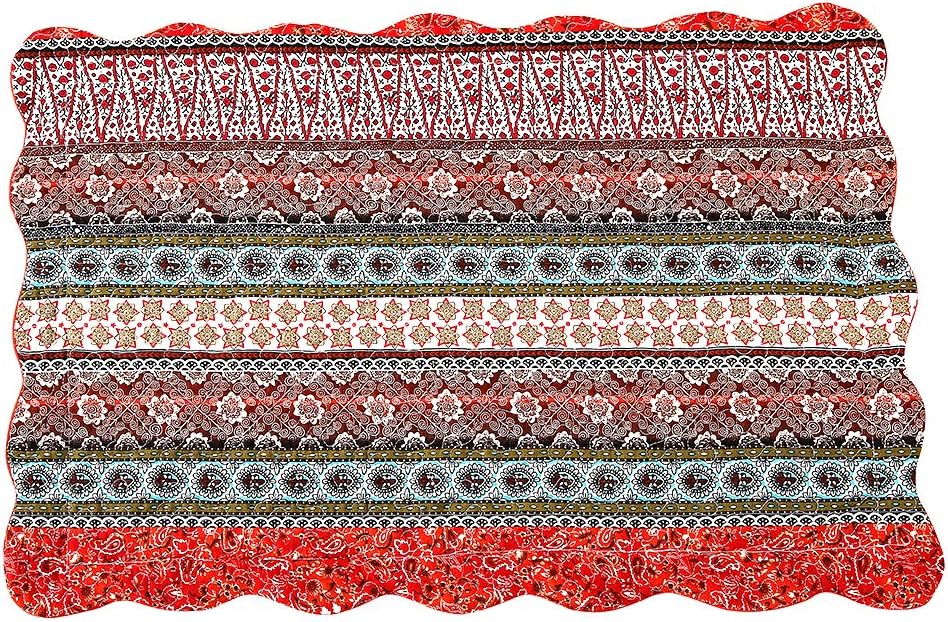 NEWLAKE Quilted Cotton Bed Pillowcases,Striped Classical Style, 2 Pieces, 20x36 Inch