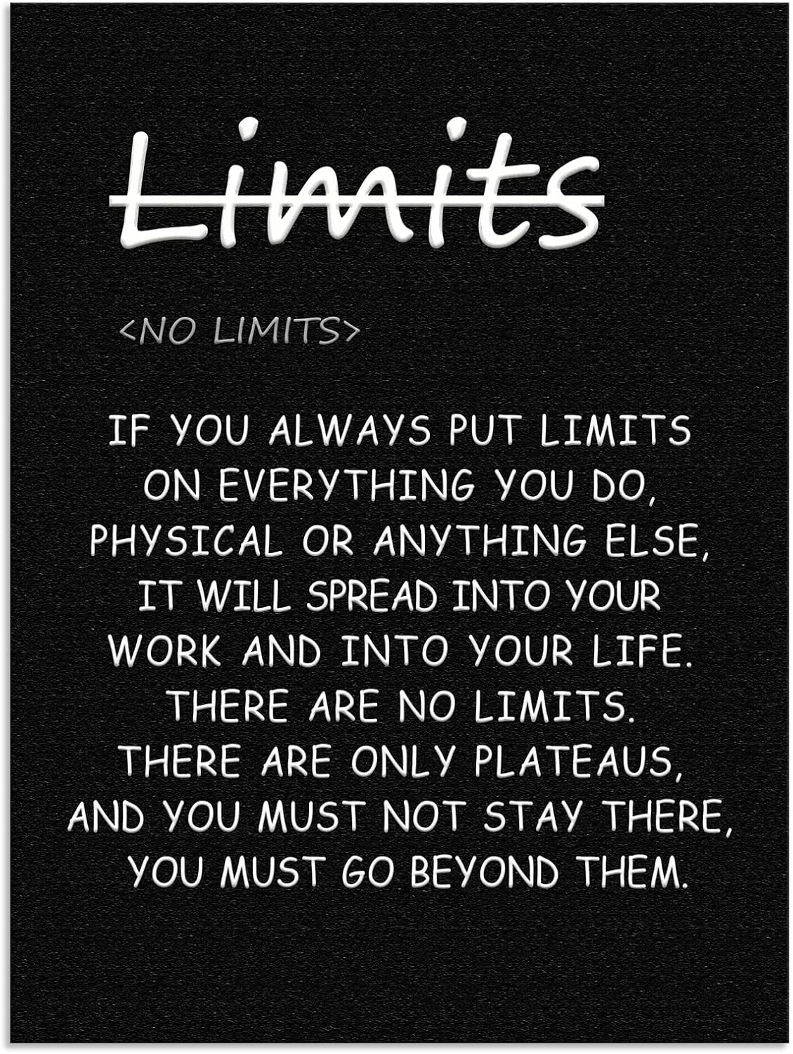 Motivational Wall Art ‘There are no limits’ from Bruce Lee's Printed Modern Artwork Inspirational Quotes Poster Canvas for Office living room Bedroom Home Decor Framed Ready to Hang[30" W X 40" H]