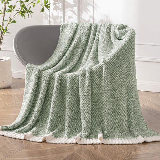 MIULEE Sage Green Super Soft Throw Blanket for Bed, Twin Size Cozy Fluffy Warm Blankets Knit Blankets for Couch, Sofa, Chair, Living Room, Camping, Picnic, 60 x 80 inch