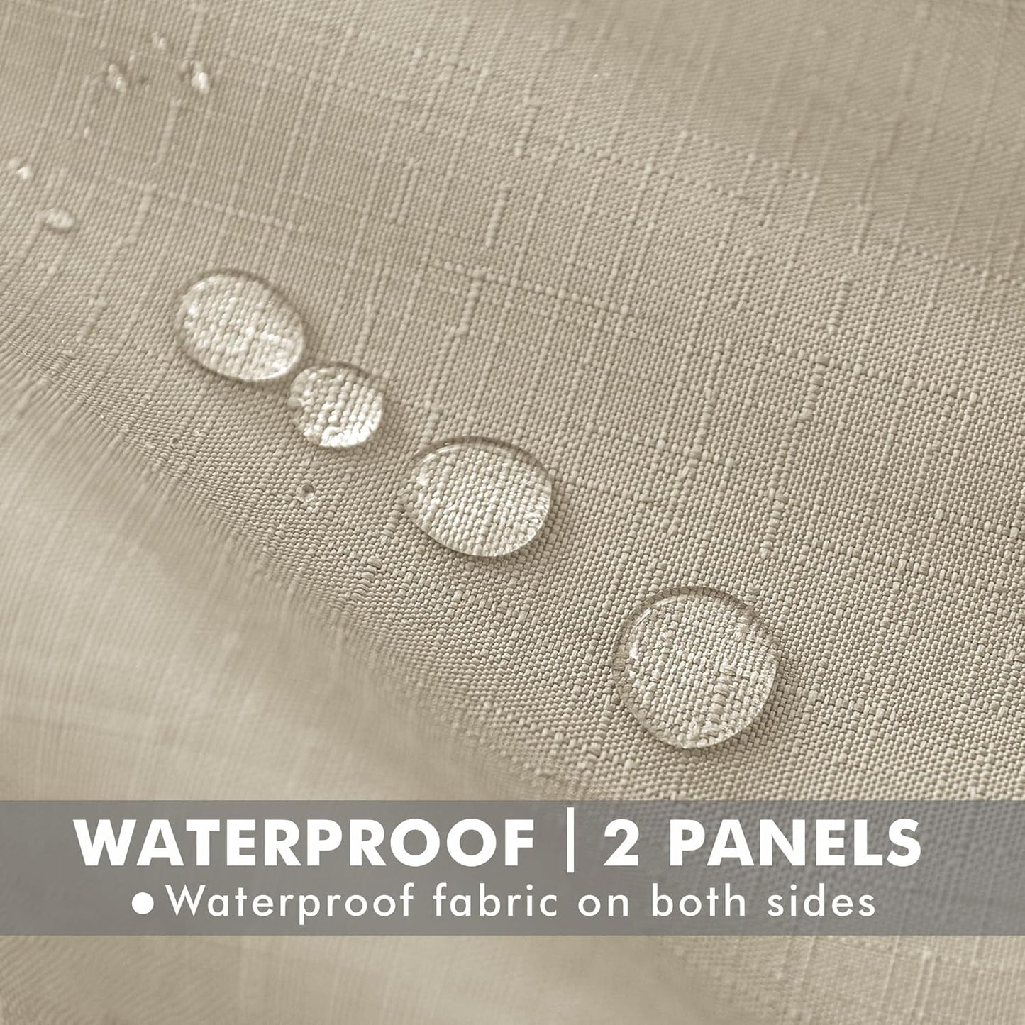 HolidayIdeas 6 Panels Linen Outdoor Curtains for Patio Waterproof Cream Outside Curtains 54"x84"-Indoor/Outdoor Gazebo Curtains Weatherproof, Privacy for Pergola, Porch, Cabana, Living Room, Deck