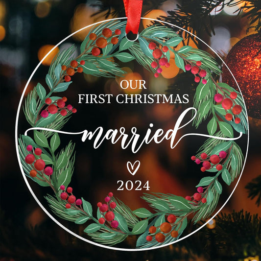 Engagement Gifts for Couples, Our Christmas Married Ornament 2024, 1st Christmas As Mr and Mrs, Wedding Gifts for Couple 2024, Bridal Shower Wedding, Just Married Ornament
