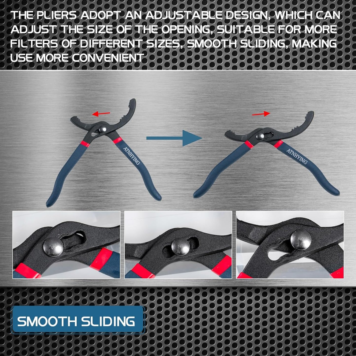 10" Oil Filter Pliers, Adjustable Small Oil Filter Wrench, Universal Oil Filter Removal Tool No Slipping for Engine Filters, Conduit, Fittings (10 Inch)