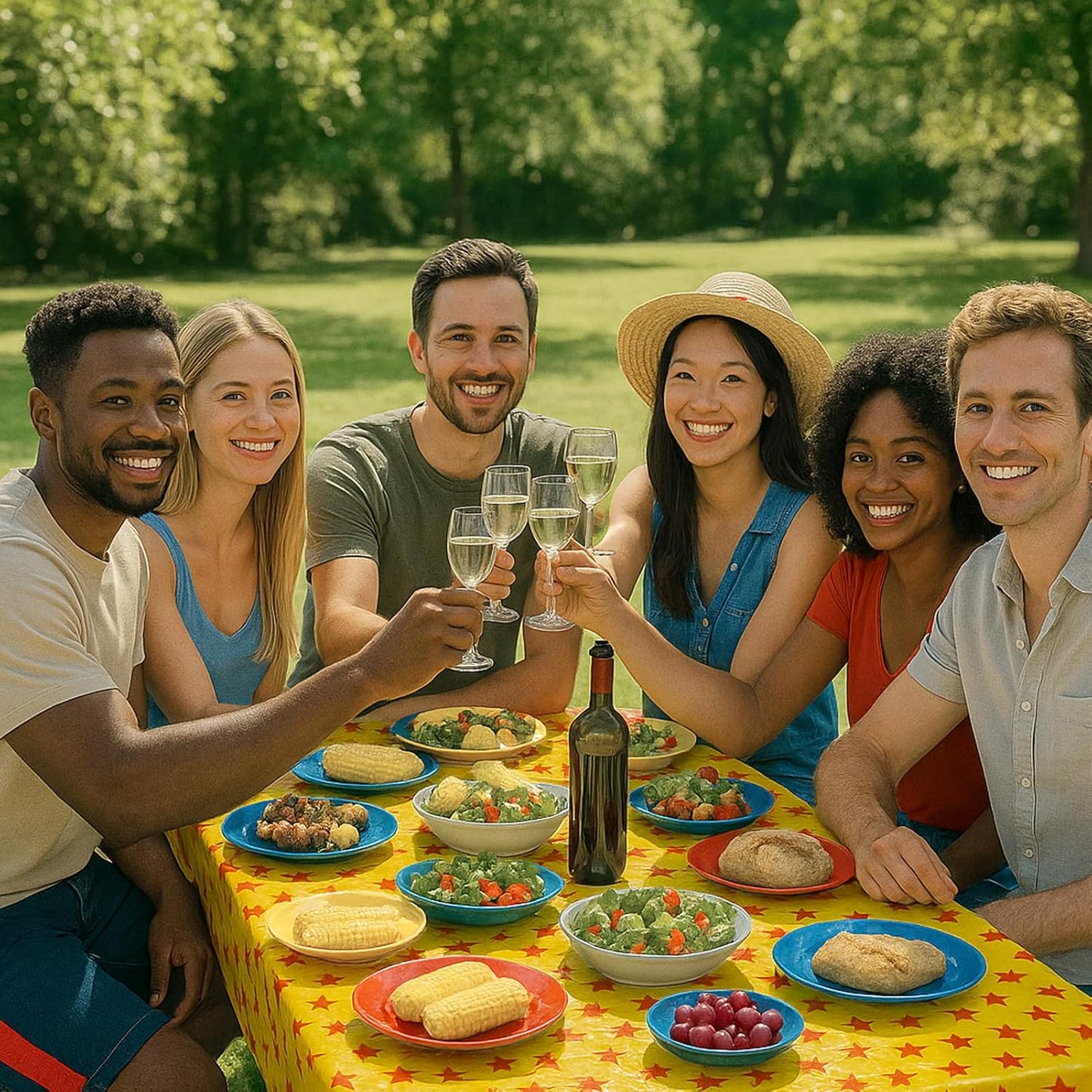 iCius Anime Theme Tablecloths 3-Pack Yellow and Red Stars Print 108"x54" - Disposable Table Covers for Cosplay Birthdays, Vedio Game Themed Party Decor Supplies