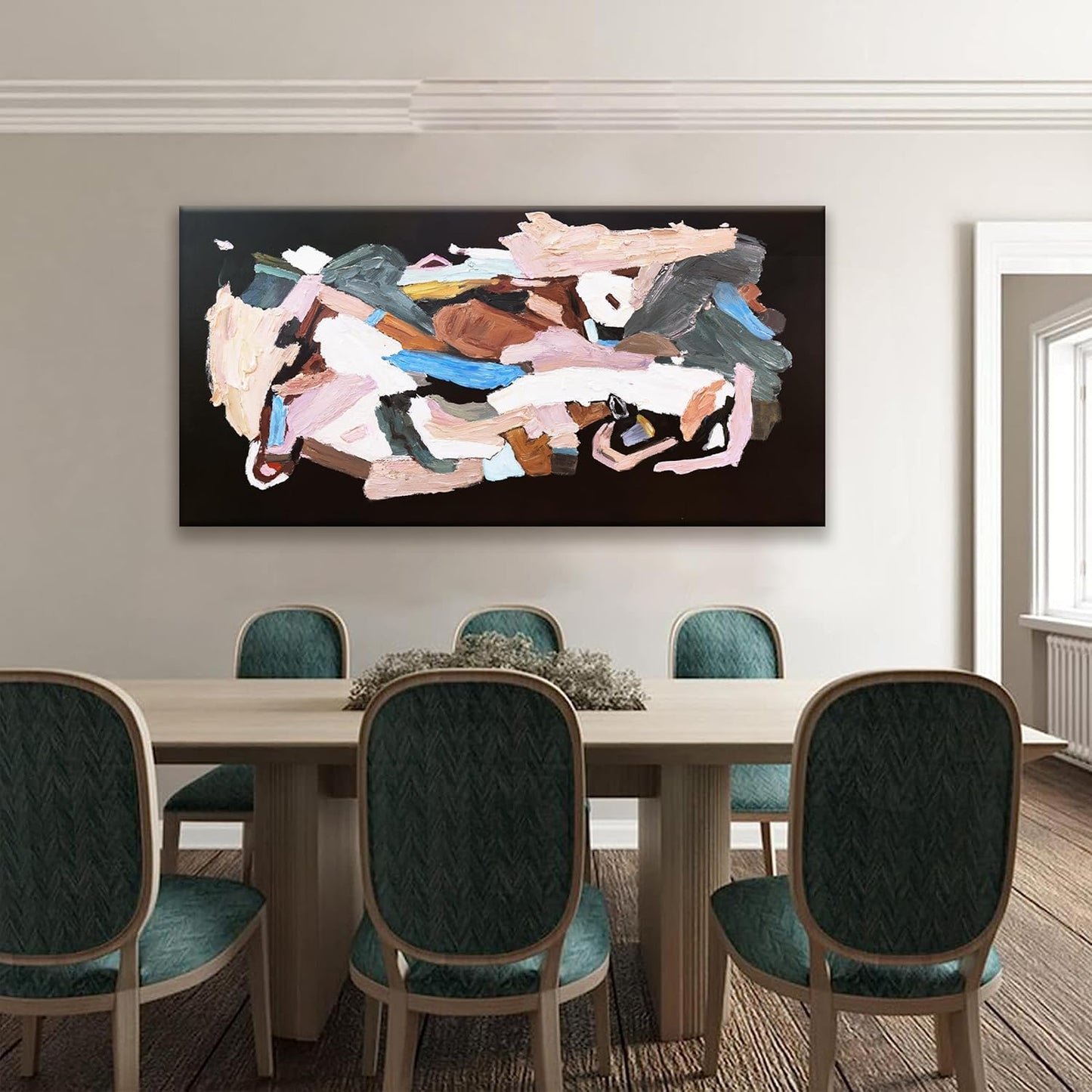 TAIJXAGSG Canvas Art Wall Decor Black Abstract Wall Art For Living Room Modern Canvas Colorful Abstract Wall Art Prints Black Wall Art Pictures For Bedroom Hotel Home Wall Decor 24 X 48 Inch