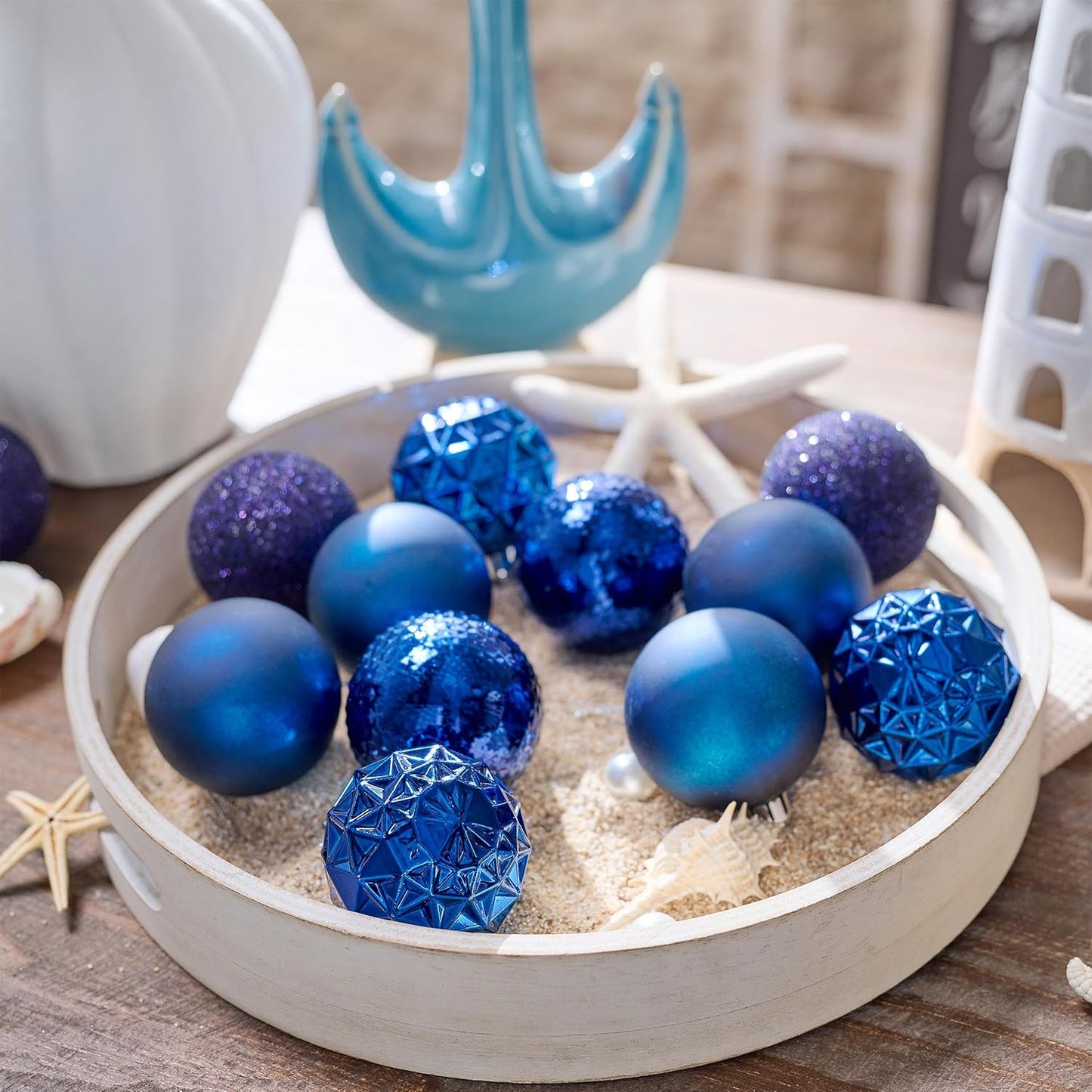 Valery Madelyn Christmas Tree Decorations Ornament Set for Fall Halloween, 50ct 2.36 Inches Navy Blue Shatterproof Christmas Ball Ornaments Hanging Xmas Holiday Party Decor