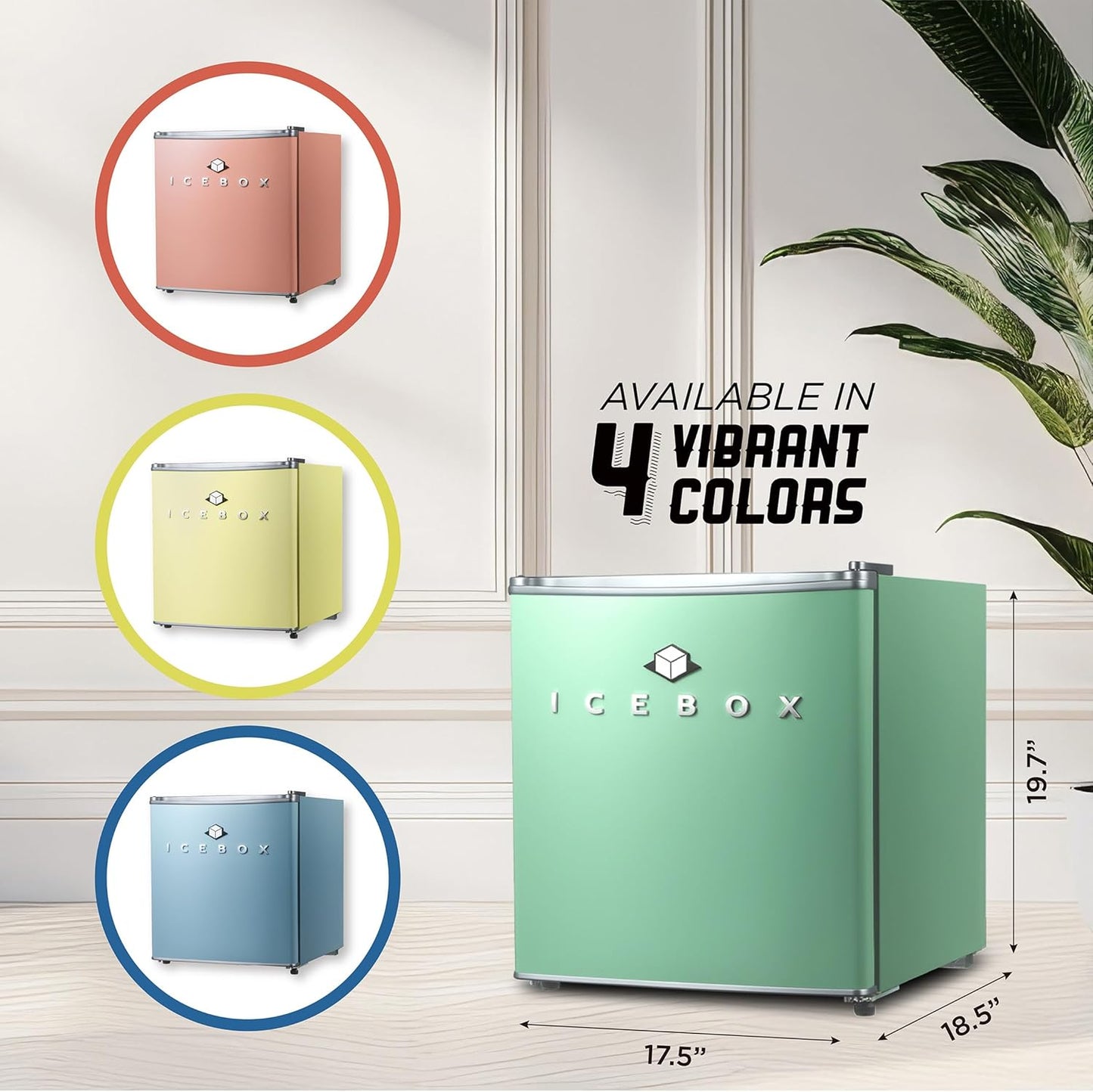 IBCR17MNT Compact, Energy Star Certified Small, Single Door Mini Fridge with Freezer Refrigerator, Standard (1.7 cu ft), Mint Green