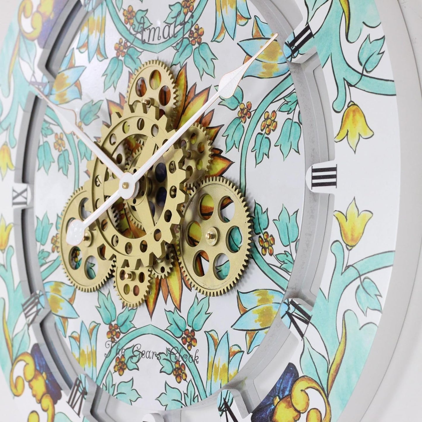 The Gears Clock Wall Clock Italy Collection with Moving Gears (Amalfi, 24 inch Round)