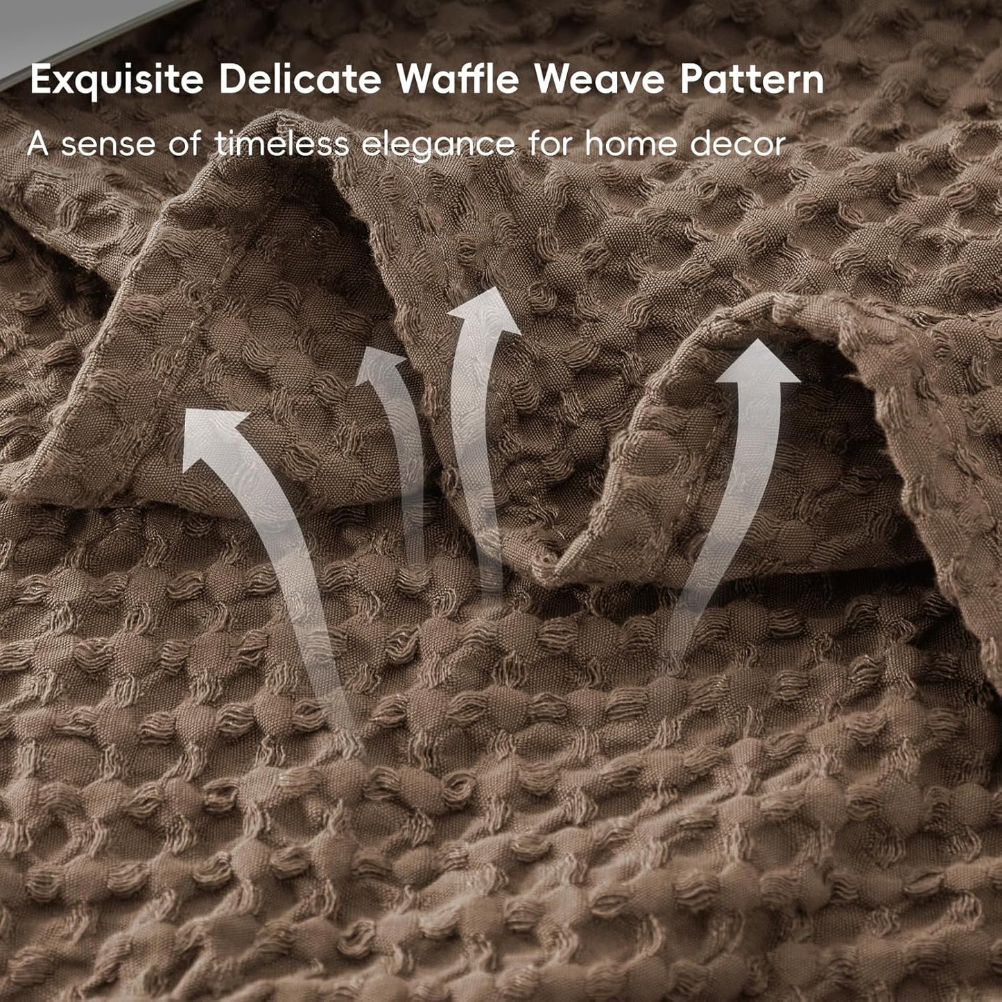 PHF Ultra Soft Waffle Weave Blanket King Size Cocoa Brown（104"x 90"）- Washed Lightweight Breathable Cozy Woven Blanket for Bed - Aesthetic Decor for Couch Bedding Sofa Home Car