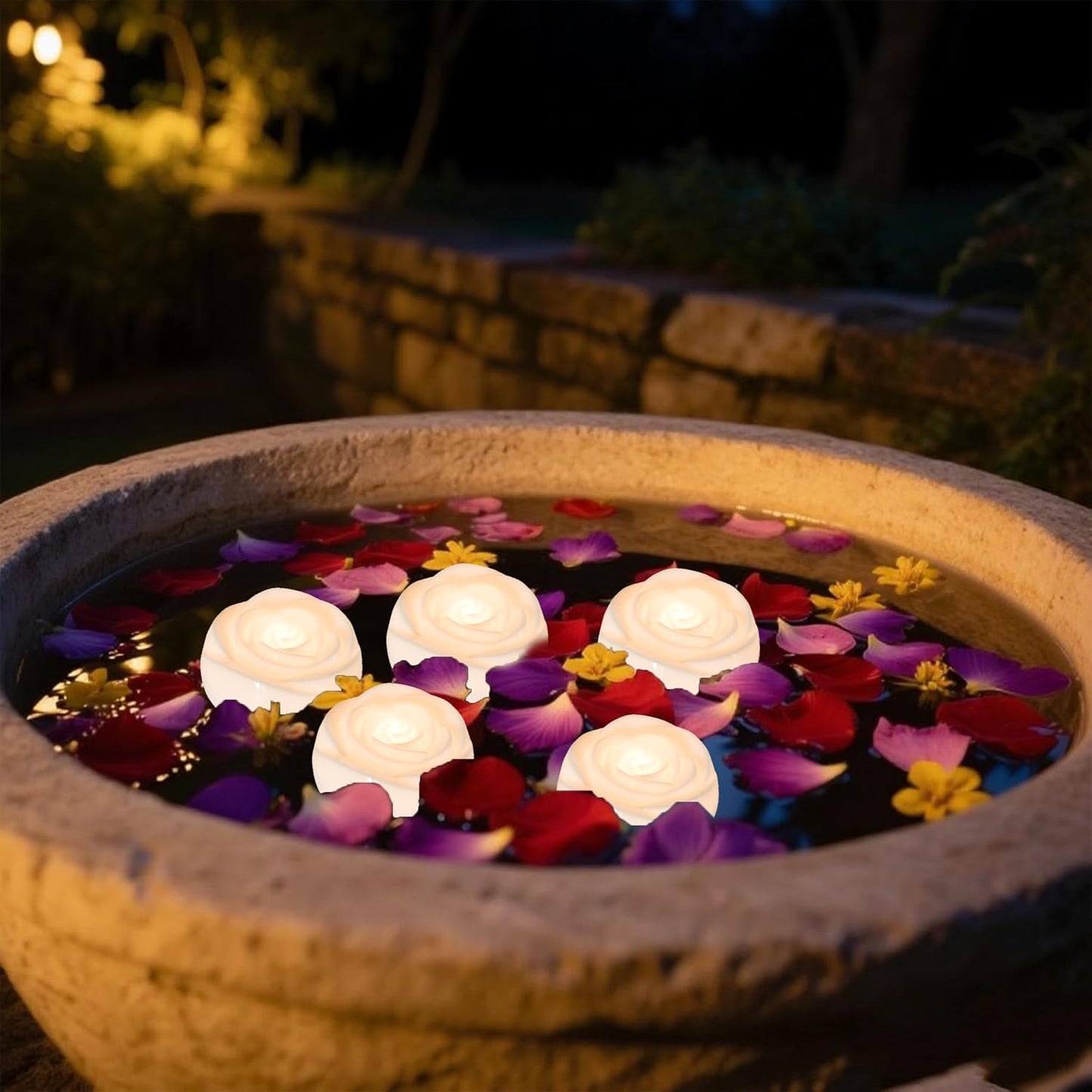 Aignis 36pcs Flameless LED Floating Candles, White Rose Plastic Tealight Battery Operated, 120+ Hours Glow Time, Cozy Light for Romantic Pool/Bathtub/Hot Bath/Wedding Centerpiece Decor(D2.83*H1.42)