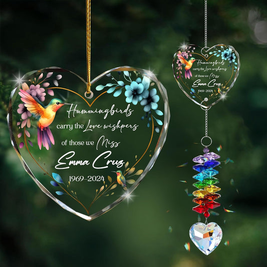 Personalized Memorial Hummingbird Glass Ornament – Custom Photo, Name, Birth Year & Passing Year – in Loving Memory – Memorial Gift for Loss of Loved One 2024