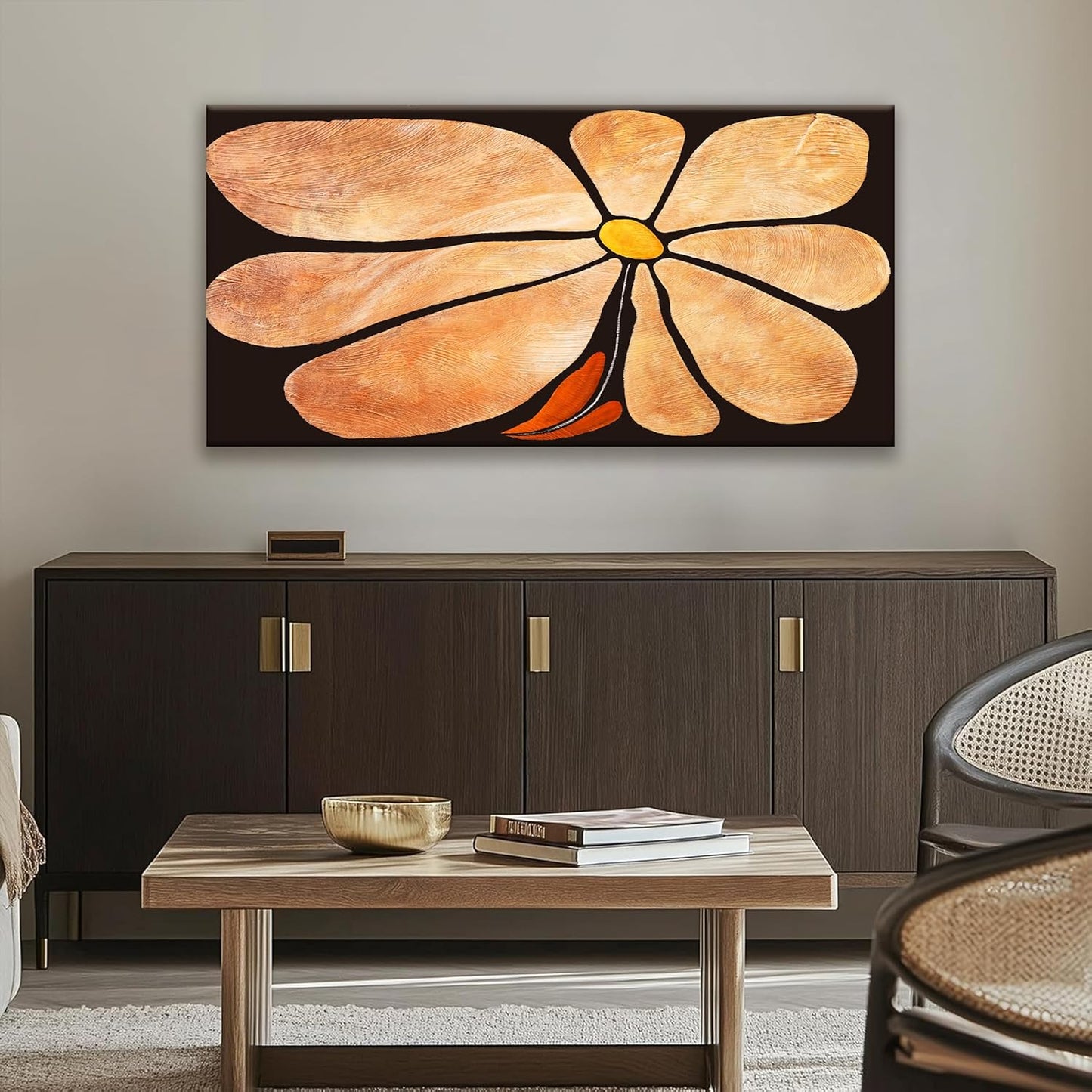 TAIJXAGSG Canvas Art Wall Decor Brown Flowers Abstract Wall Art For Living Room Picture Modern Landscape Abstract Art Painting Home Wall Decor 24"X 48" Bedroom Office Artwork