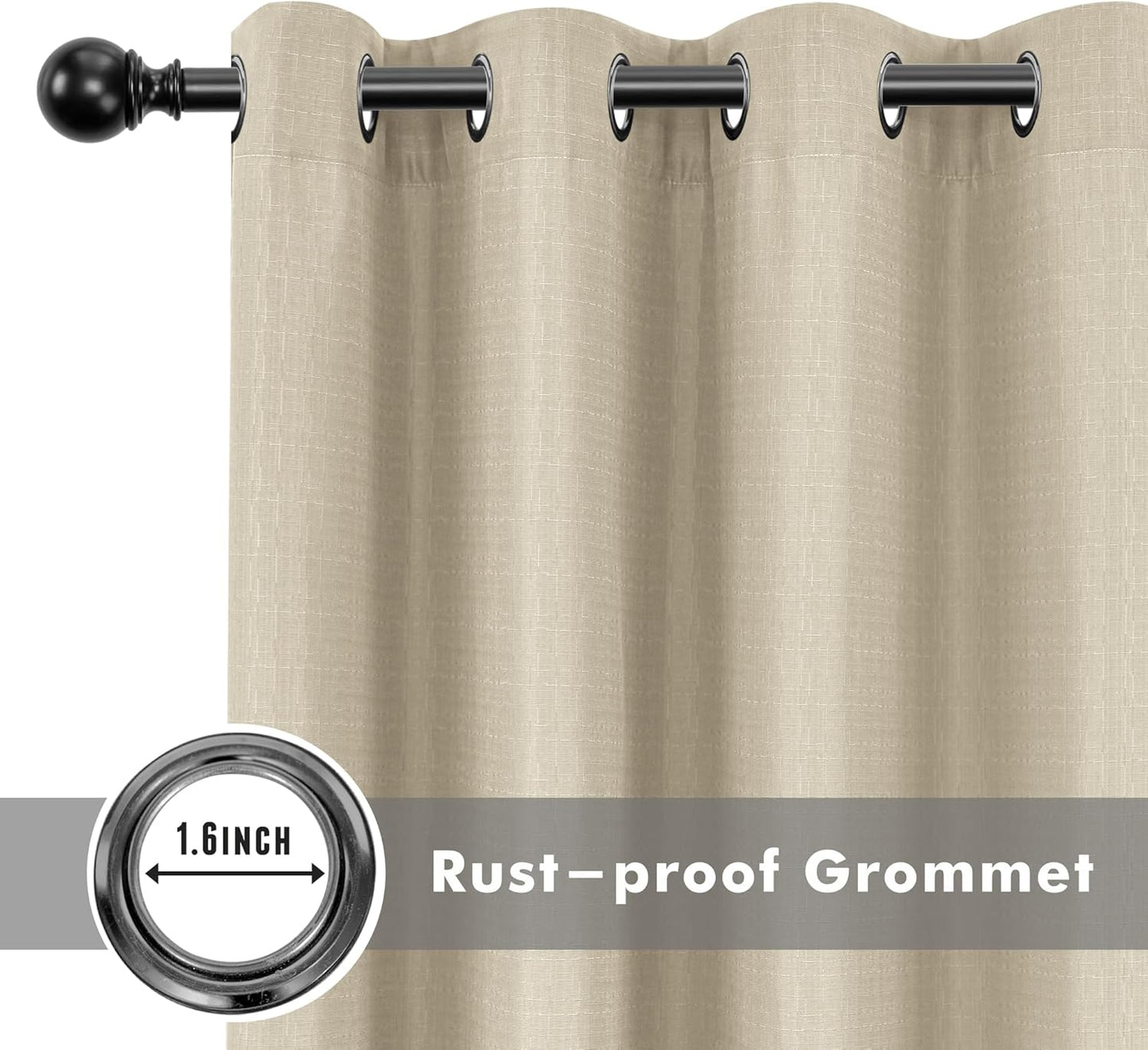 HolidayIdeas 4 Panels Outdoor Curtains for Patio Waterproof-Cream Outside Linen Weatherproof Privacy Curtains 54"x84"-Outside/Indoor Curtains Weighted for Living Room, Pergola, Porch, Cabana, Gazebo