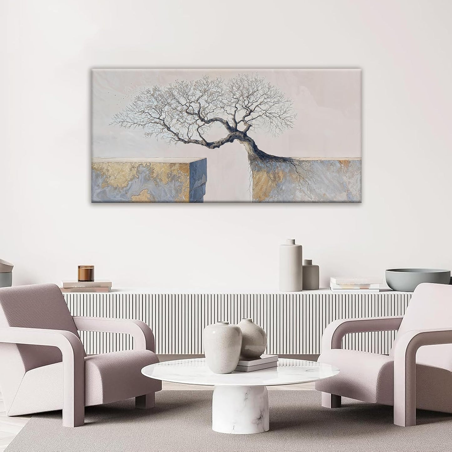 Suconvng Wall Art For Living Room Tree Of Life Landscape Motivational Wall Decor Painting Modern Canvas Art Wall Decor Prints Picture For Bedroom Apartment Office Wall Artwork 24" X 48"