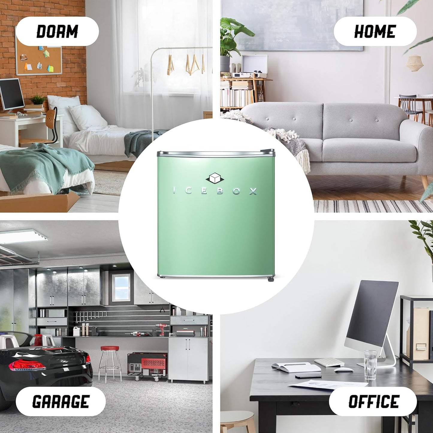 IBCR17MNT Compact, Energy Star Certified Small, Single Door Mini Fridge with Freezer Refrigerator, Standard (1.7 cu ft), Mint Green