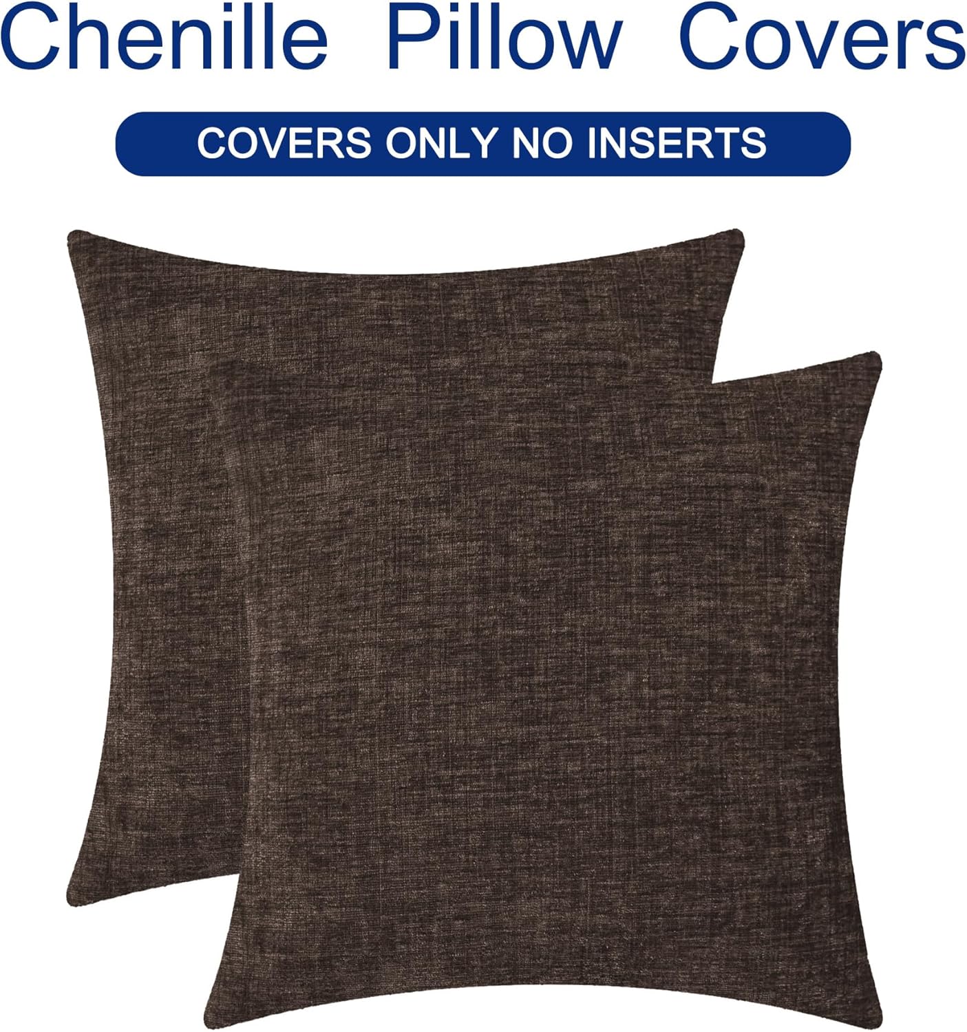 CaliTime Throw Pillow Covers Decorative 24 X 24 Inches Pack of 2 Cozy Chenille Cushion Cases for Couch Sofa Bed Living Room Home Coffee
