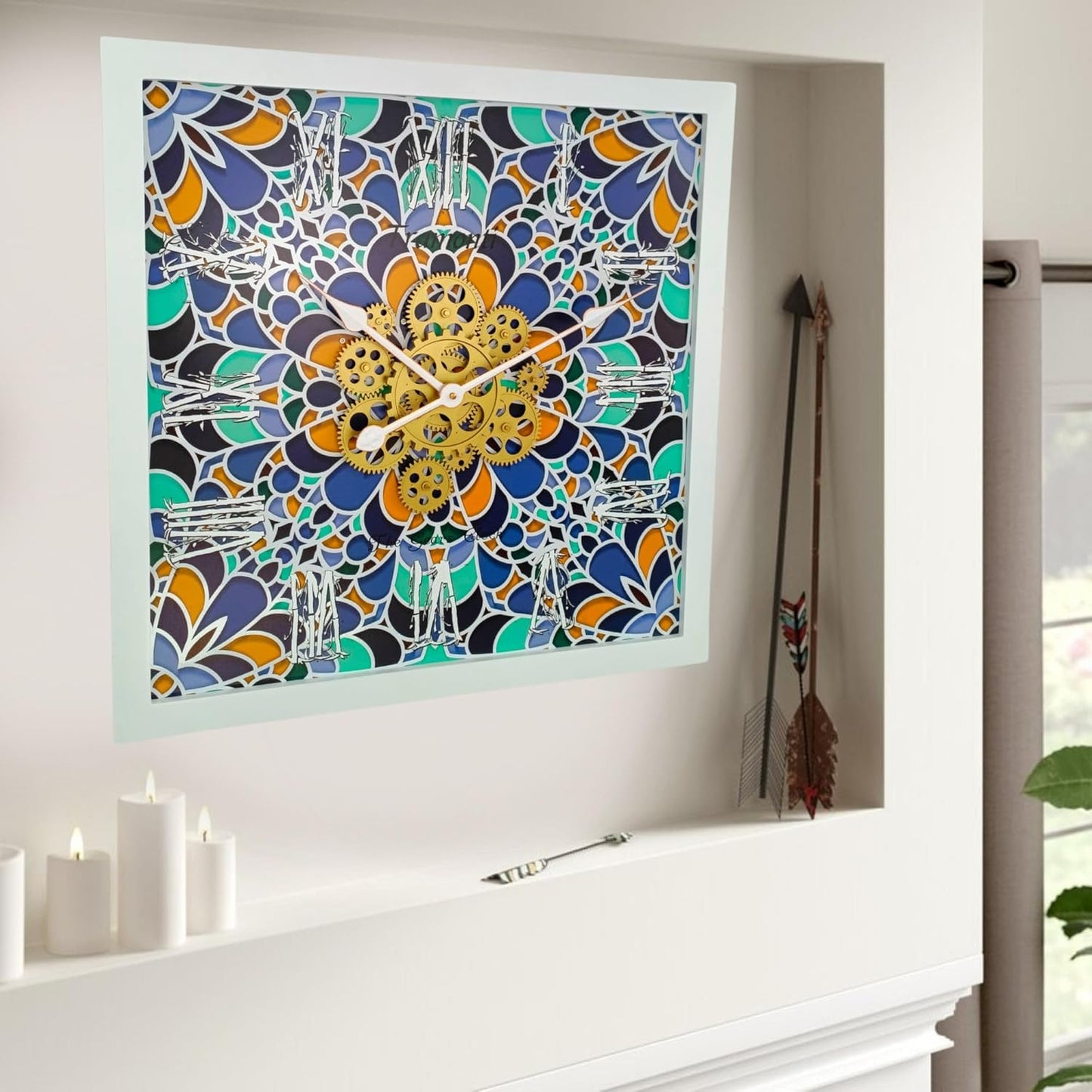 The Gears Clock Wall Clock Italy Collection with Moving Gears (Tramonti, 24 inches (60 cm))