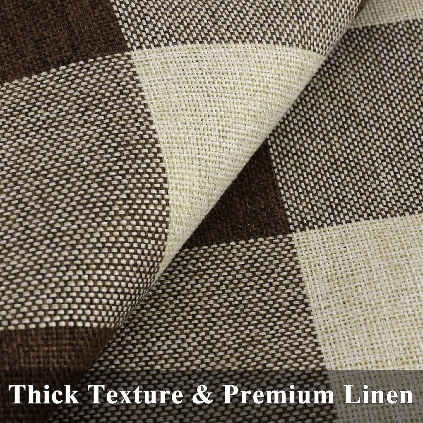 decorUhome Buffalo Plaid Check Throw Pillow Covers 18x18 Set of 2, Outdoor Decorative Farmhouse Neutral Pillow Covers with Stitched Edge for Bed Couch Sofa, Brown and Beige