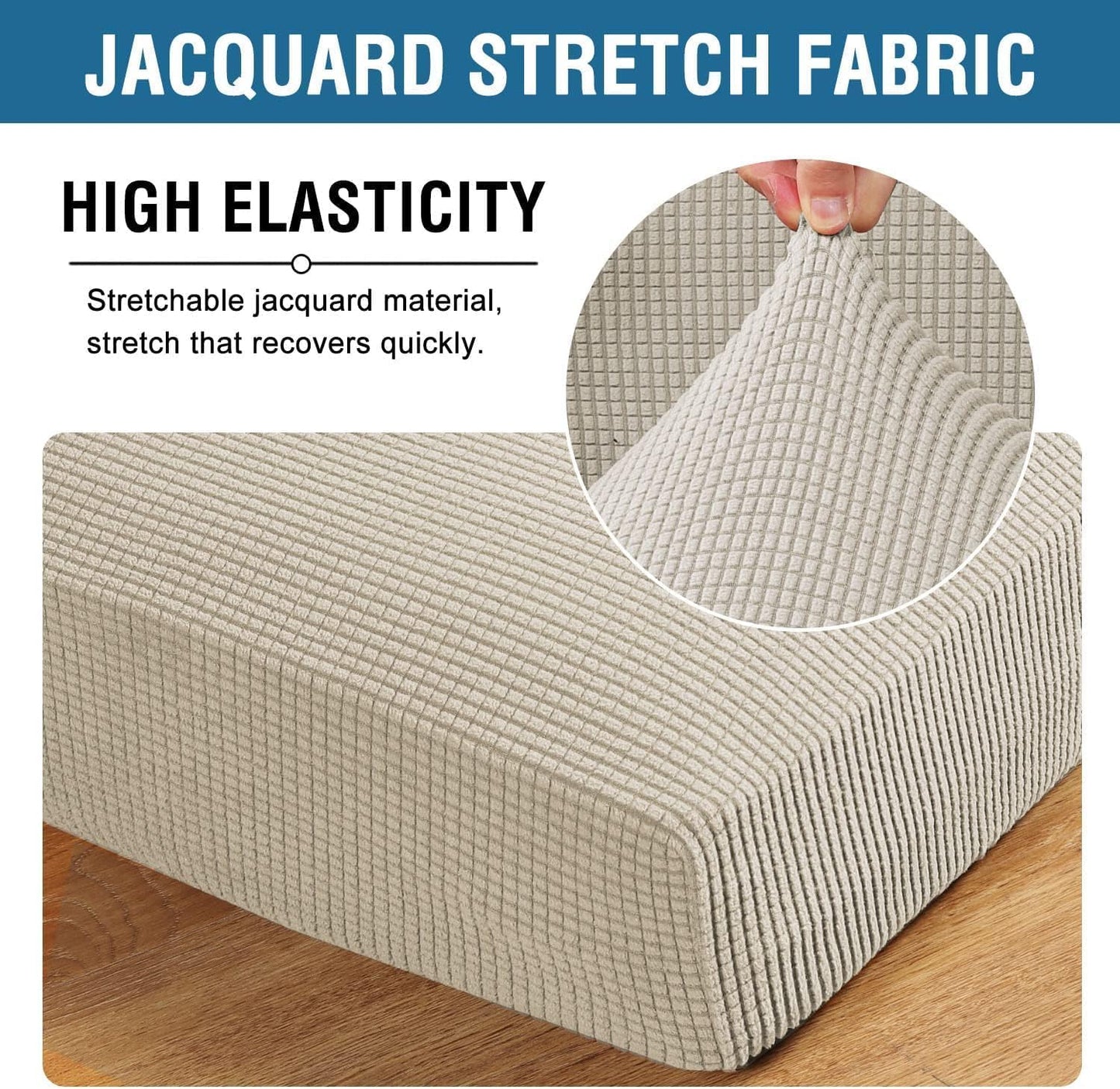 H.VERSAILTEX Super Stretch Individual Chaise Cover Sectional Couch Covers for L Shaped Sofa Both Left/Right Featuring Thick Jacquard Textured Twill Fabric (1 Piece Chaise Cover, Island Fossi)