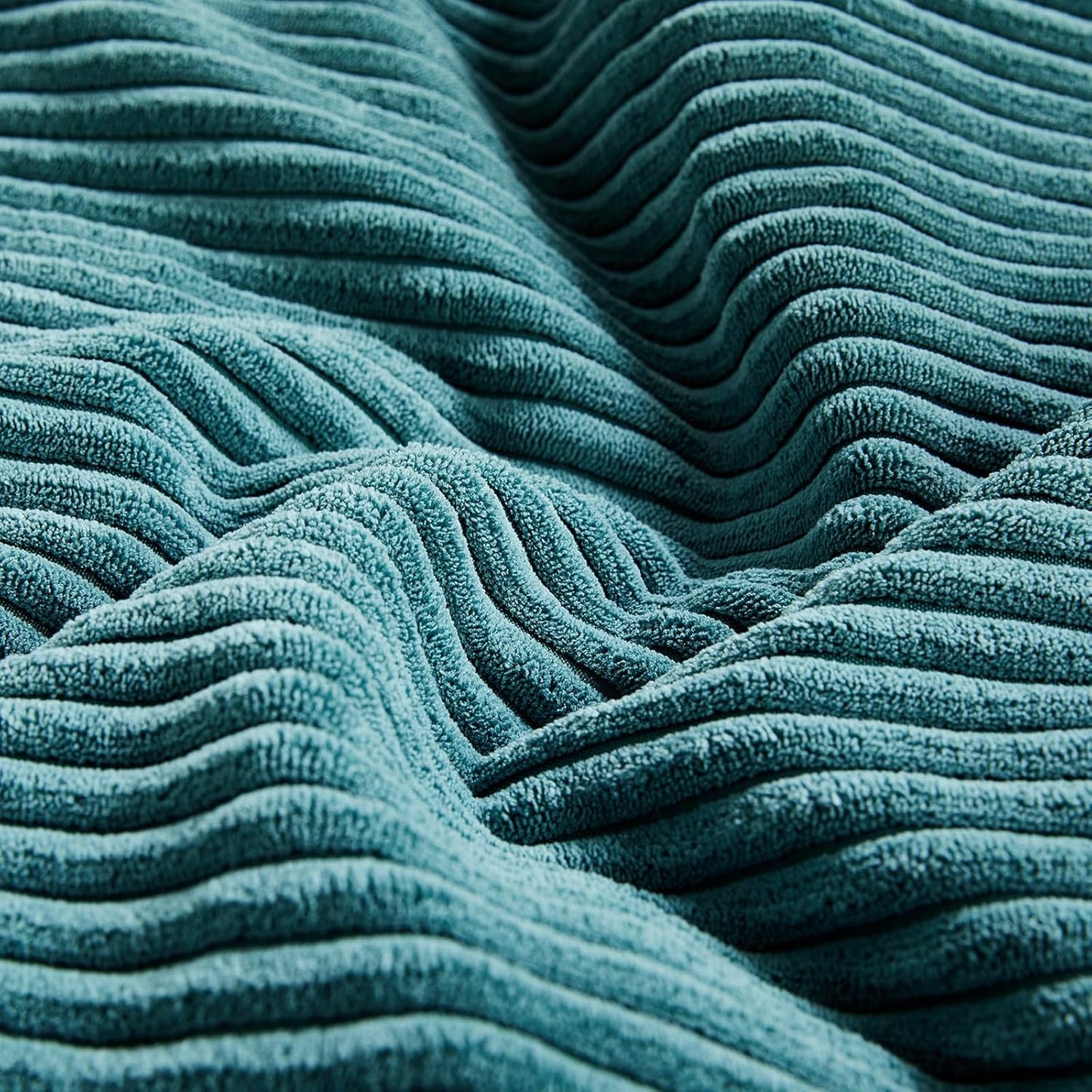 Fancy Homi 2 Packs Teal Lumbar Decorative Throw Pillow Covers 12x20 Inch for Living Room Couch Bed Sofa, Rustic Farmhouse Boho Home Decor, Soft Striped Corduroy Rectangle Accent Cushion Case 30x50 cm