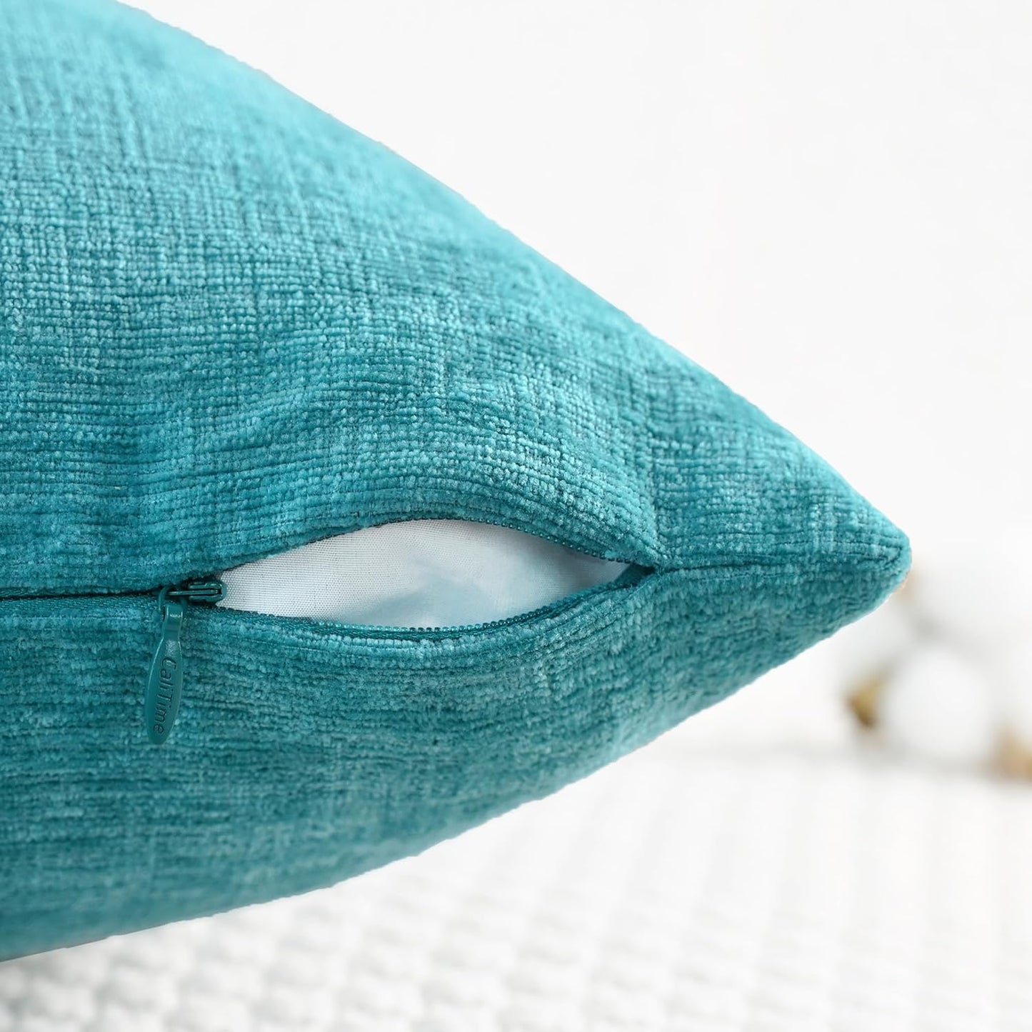 CaliTime Throw Pillow Covers Decorative 22 X 22 Inches Pack of 2 Cozy Chenille Cushion Cases for Couch Sofa Bed Living Room Home Lake Blue