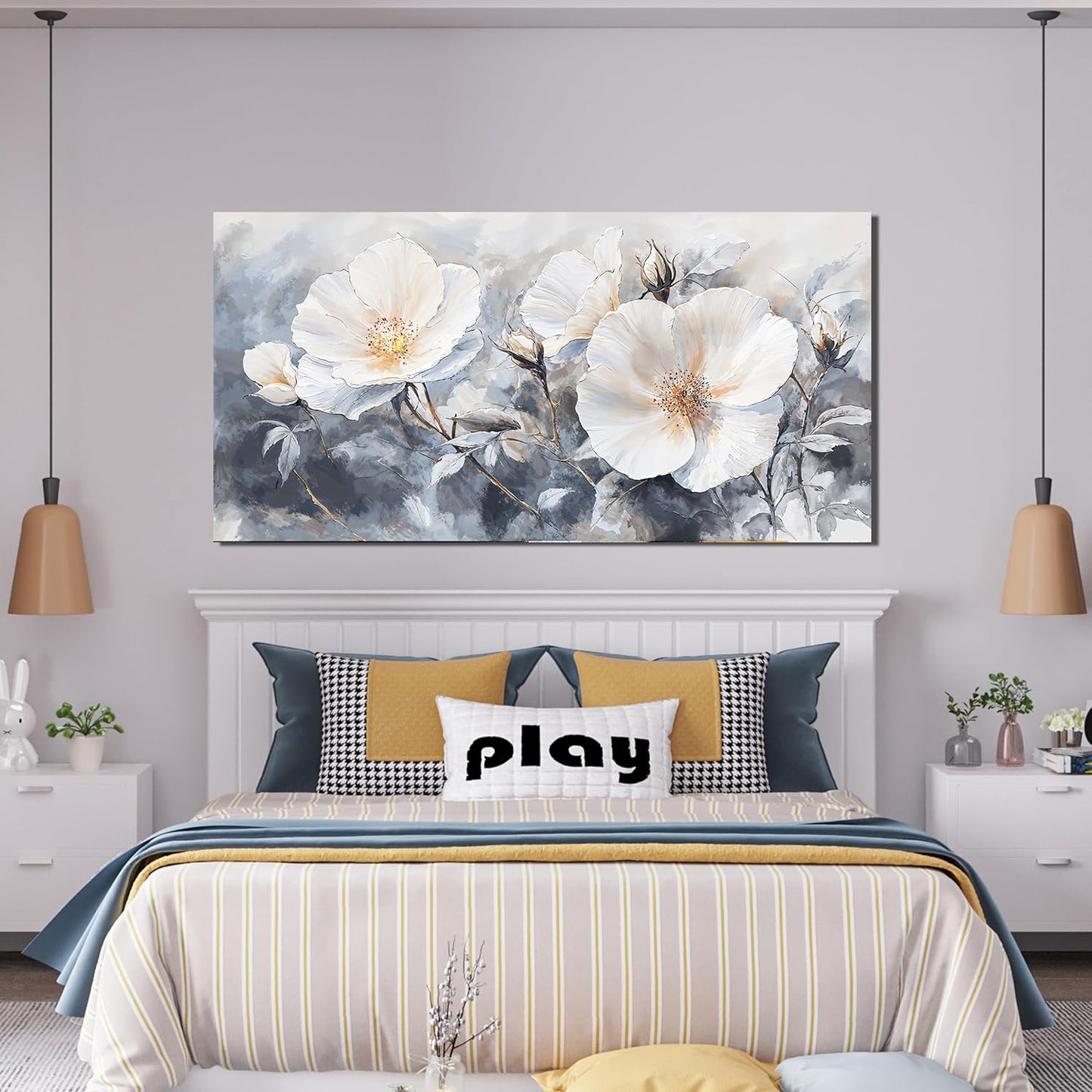 Canvas Wall Art Decor Black and White Wall Art Decorations Vintage Flower Wall Art Prints Wall Art Pictures for Living Room Canvas Art Wall Decor Artwork for Walls Bedroom Office Decor 20" X 40"