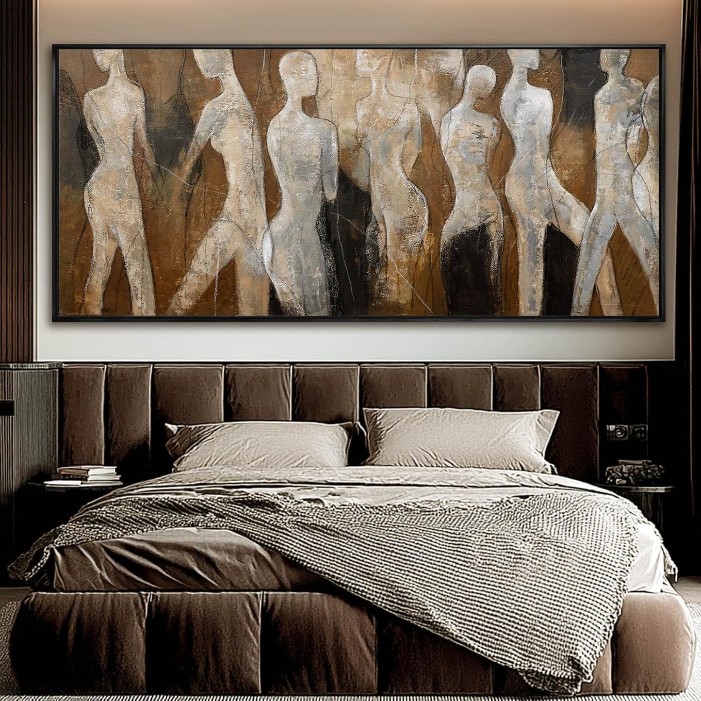 Line Framed Wall Art Figure Wall Prints Contemporary Hanging Wall Decor 32"x70" Large Artwork for Living Room Office Decorations