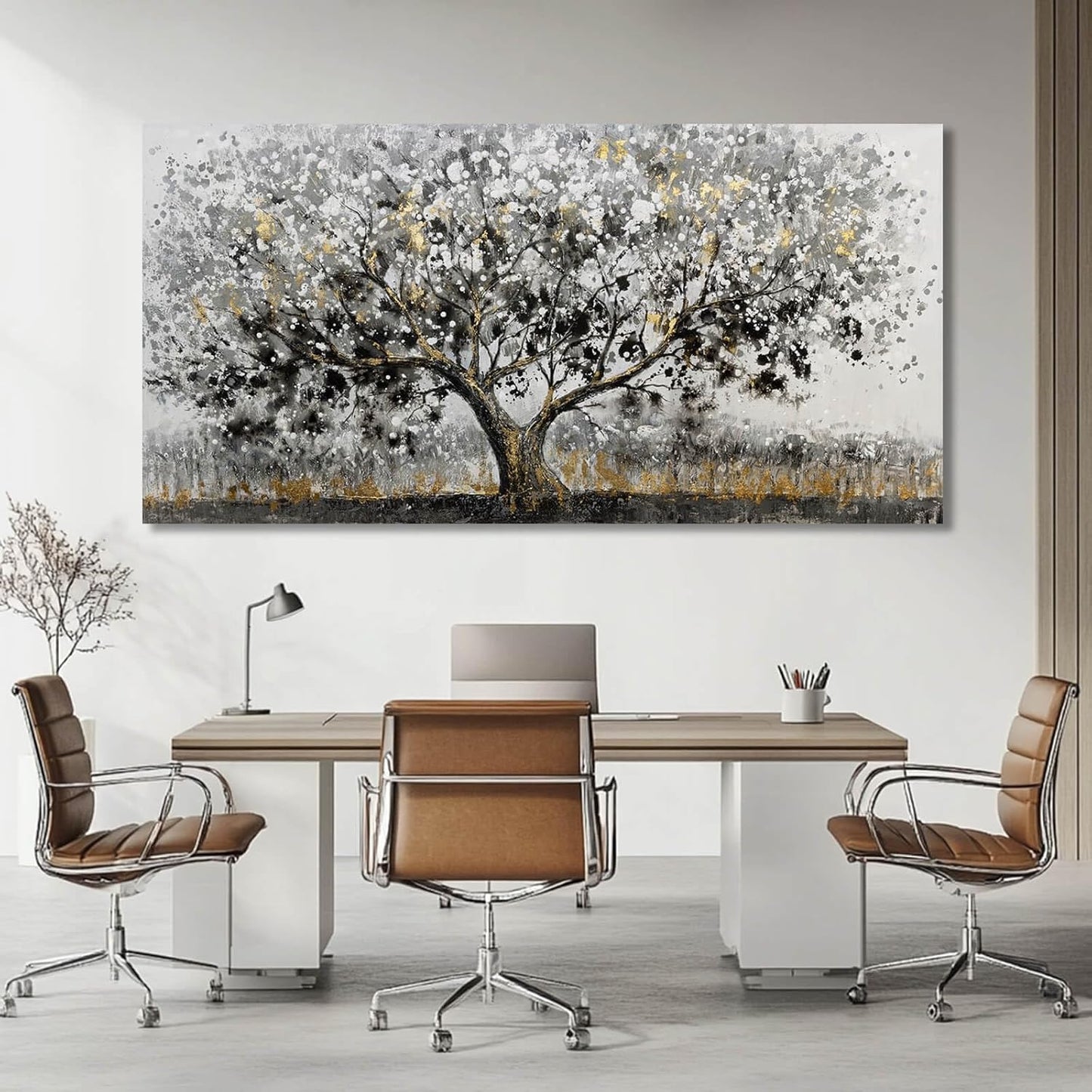 SDYA Black and White Canvas Pictures Landscape Art Poster 24"x48" Large Dining Room Wall Art Bedroom Pictures Wall Decor Over Bed