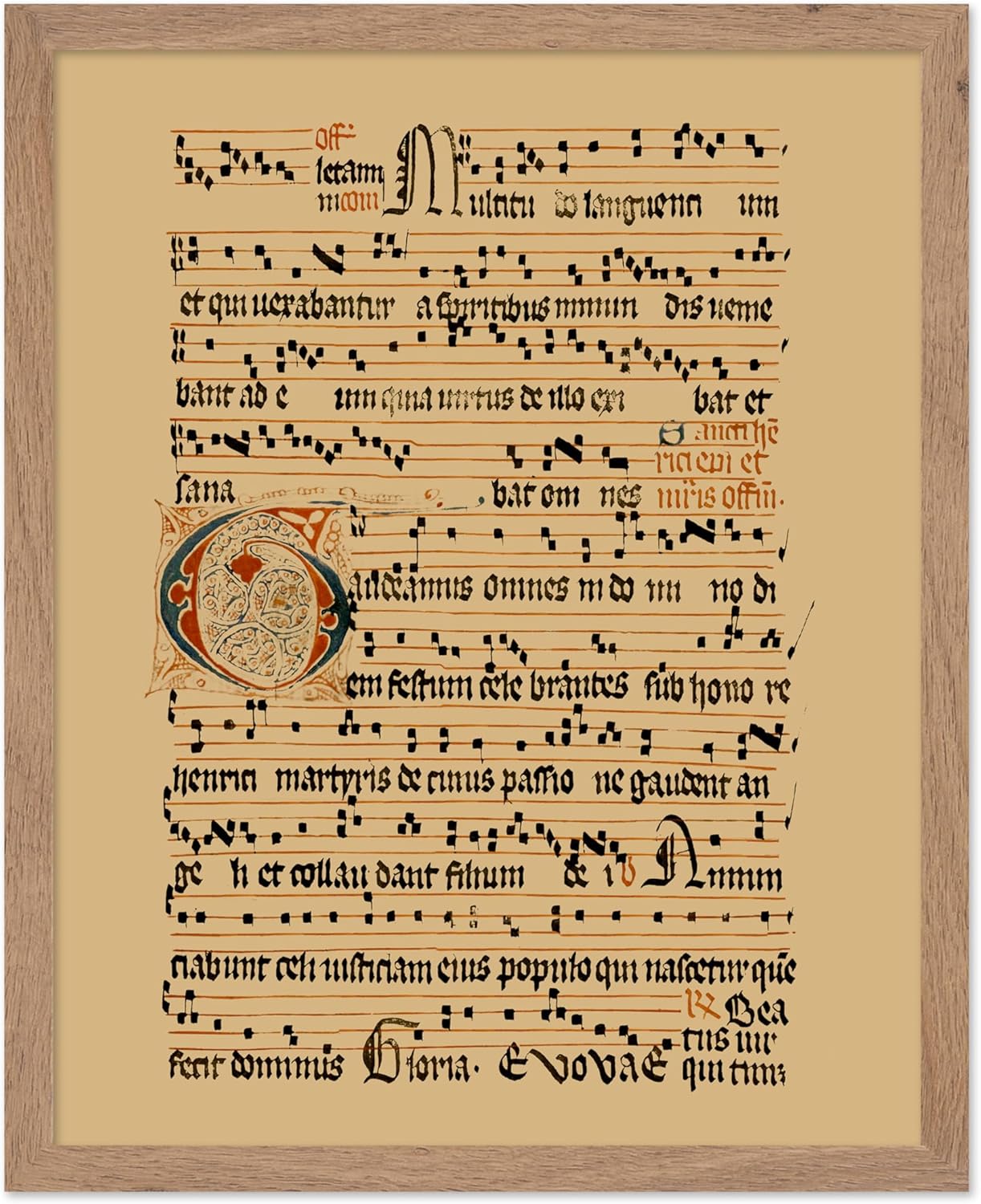 Poster Master Vintage Hymnal Poster - Retro Music Print - Gift for Artist, Friend - Graduale Aboense, Gregorian Chant Manuscript, Score - Wall Decor for Living Room, Bedroom, 11x14 Beige Framed