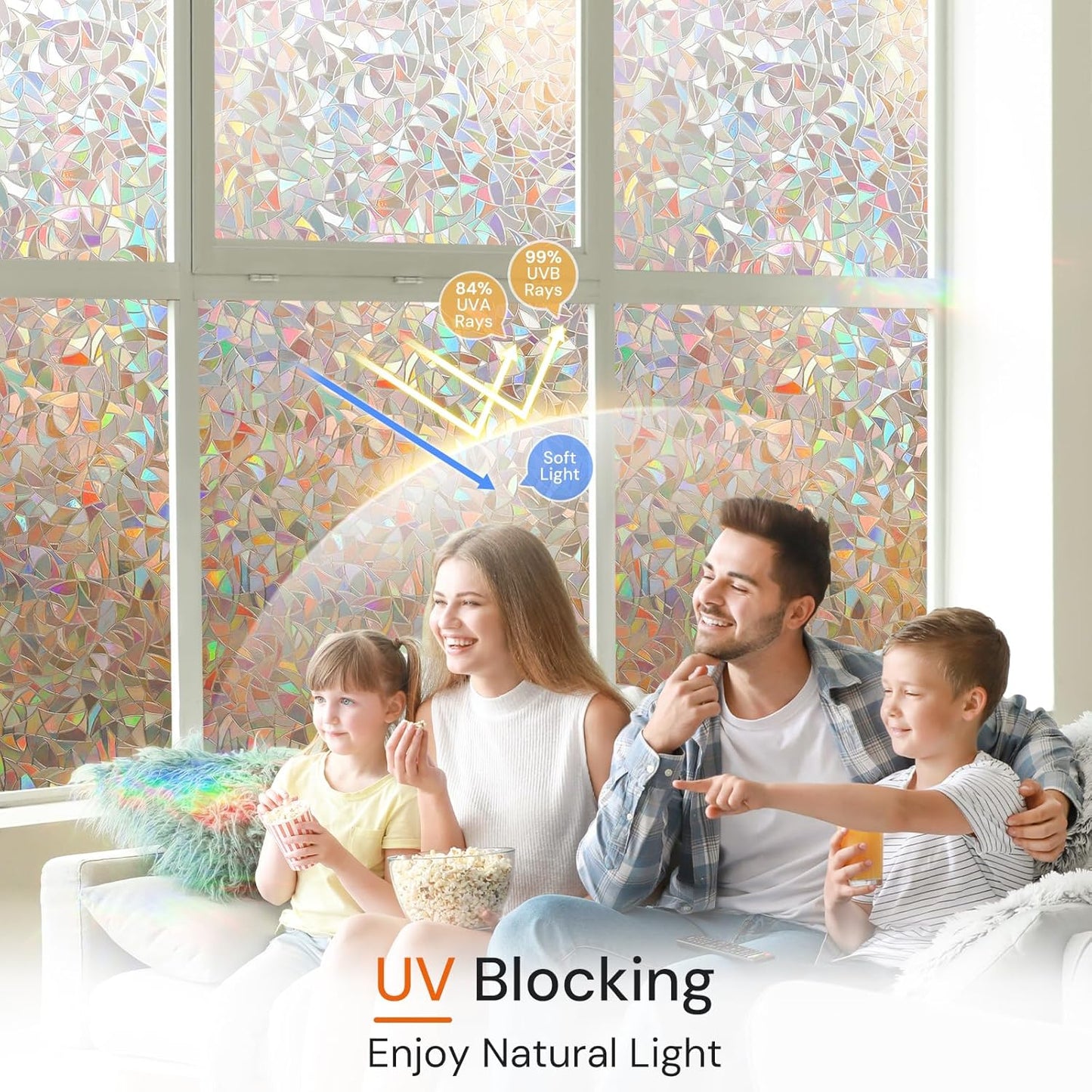 DOWELL Window Privacy Film, Rainbow Window Film, Decorative Stained Glass Clings, Static Cling Door Sticker, Non-Adhesive 3D Decals for Home UV Protection, Dark Brown, 35.4 x 78.5 inches