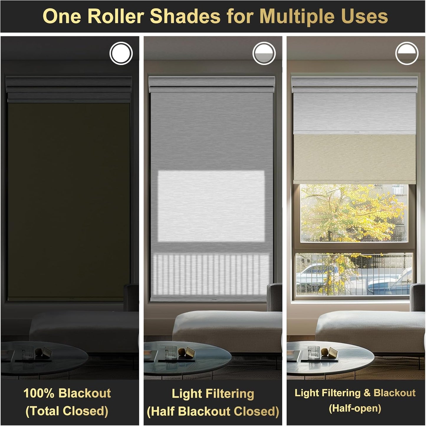 BERISSA Cordless Dual Roller Shades with Cassette Valance,Double Window Shades Blackout and Light Filtering Shades,Day and Night Roller Shades for Home Office Door.Beige and White.33 W x 86" H