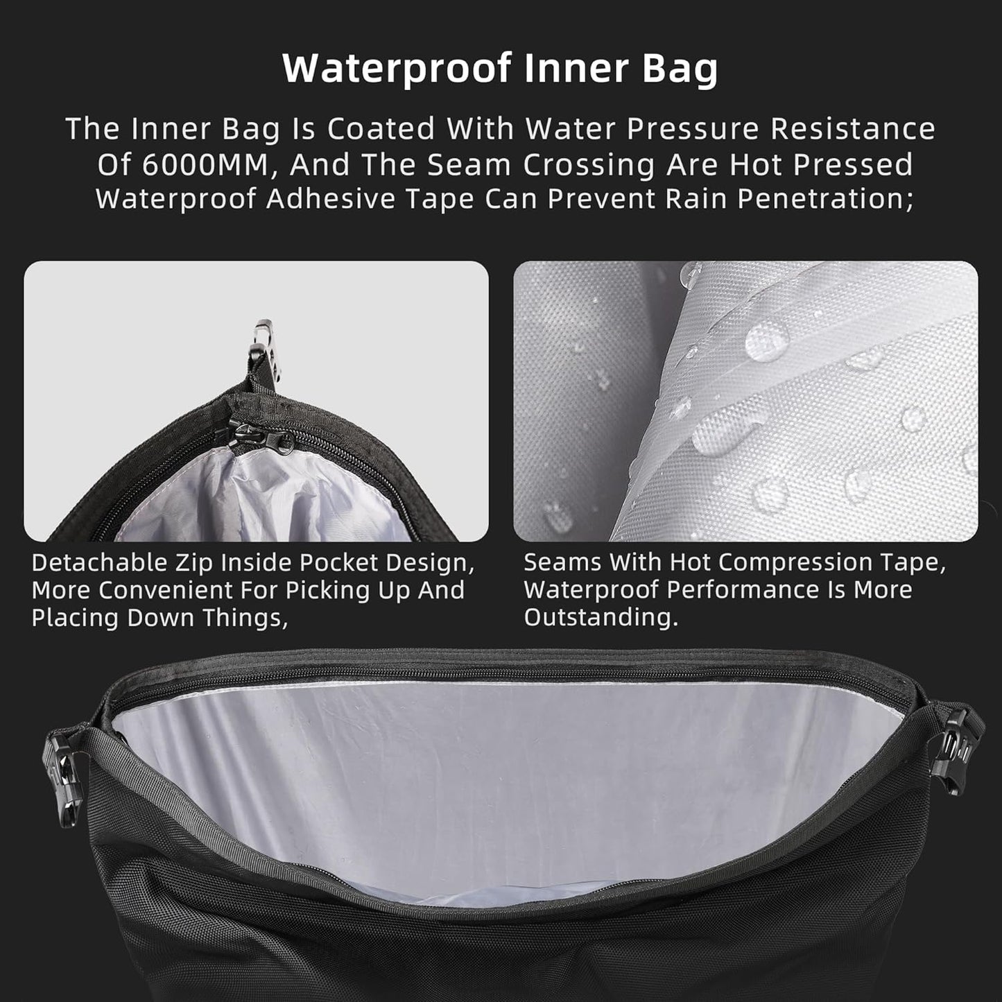 Rhinowalk Motorcycle Saddlebags Waterproof 25L Saddle Bag Quick Release side bag Fits Most Adventure and Sports Bike Motorcycle Racks,1 pack